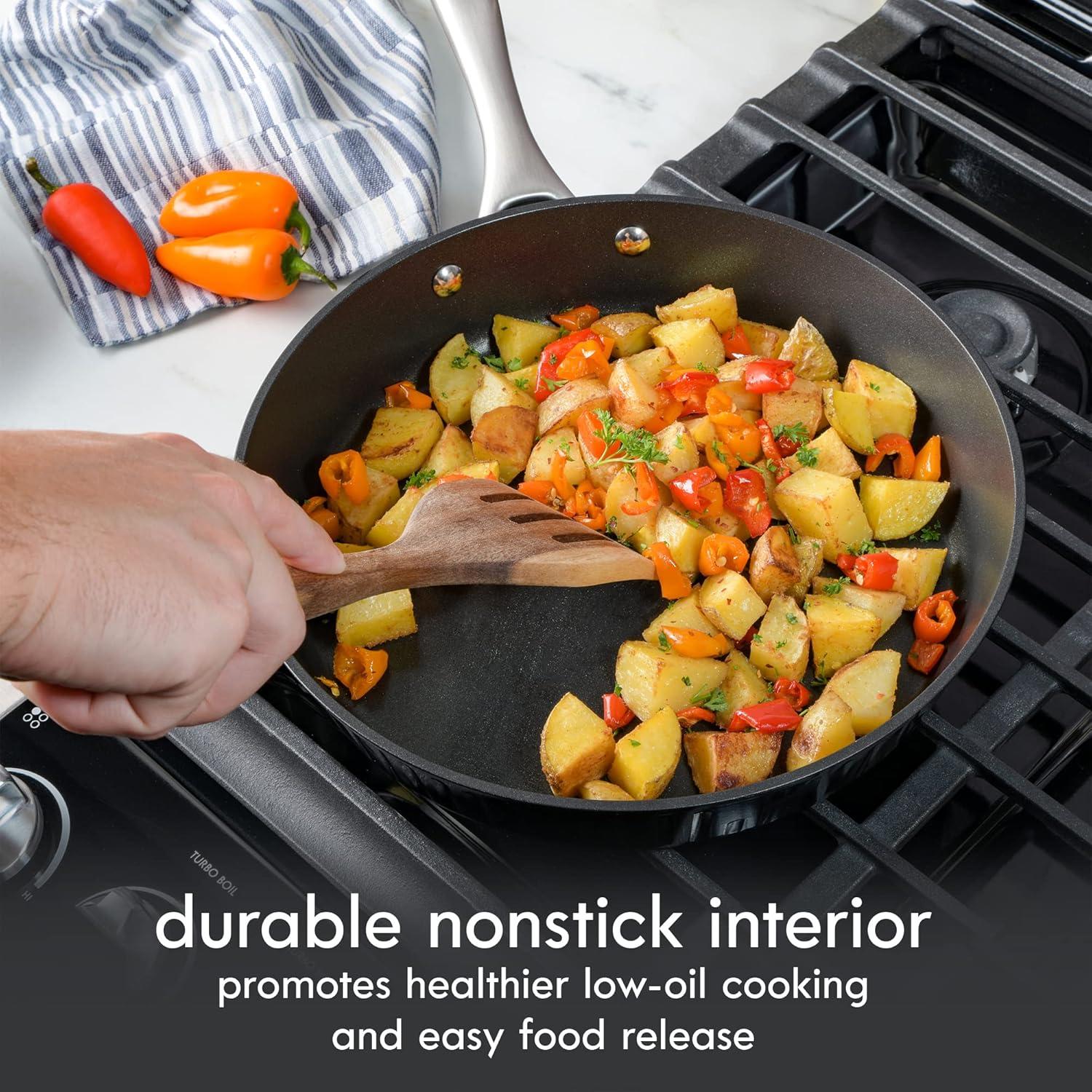 Kenmore Kenmore Logan 10 Piece Aluminum Nonstick Cookware Set In Black With Wood Utensils