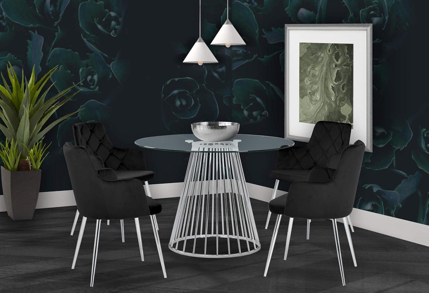 Gio Round Glass and Chrome Contemporary Dining Table