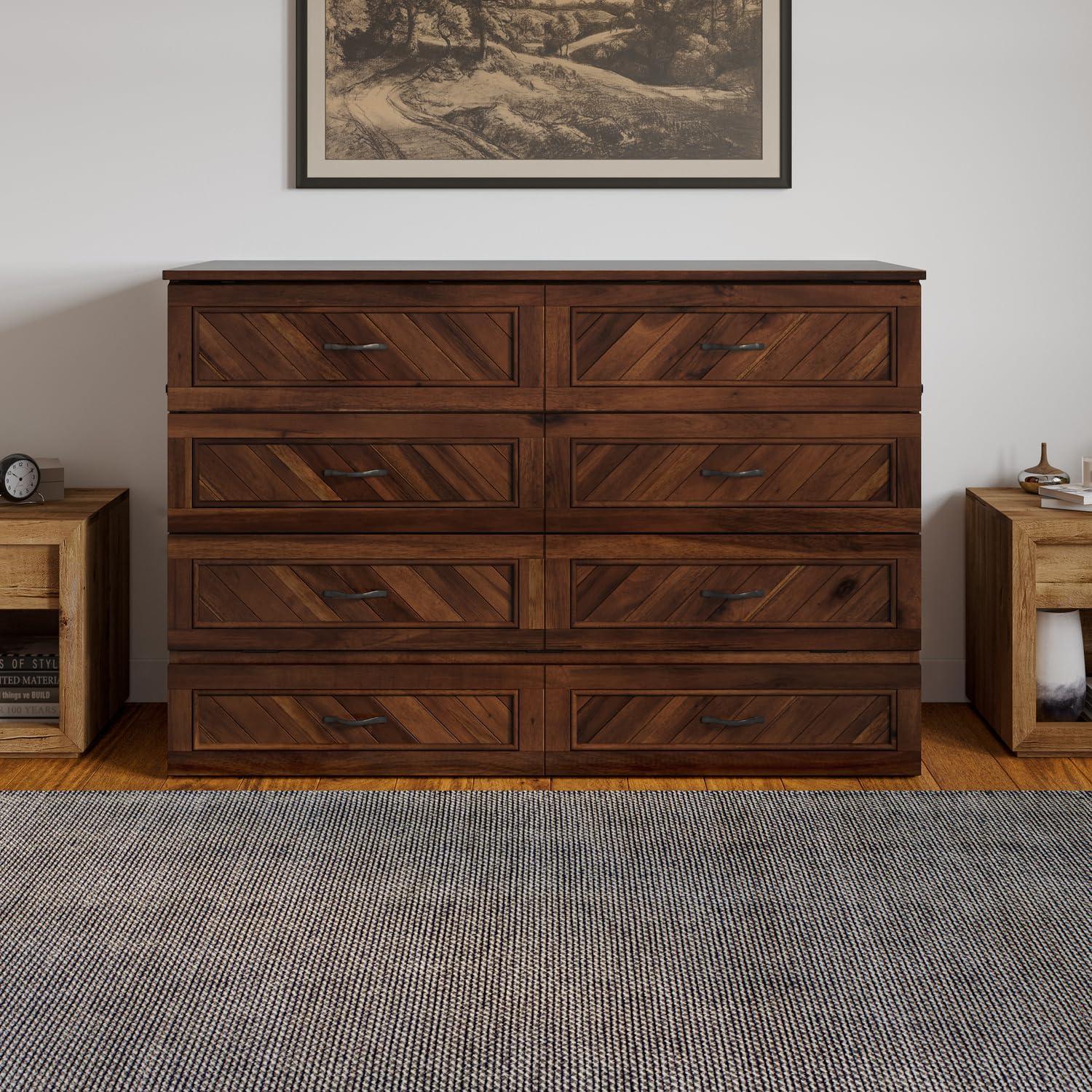 AFI Alpine Queen Wood Murphy Bed Chest with Mattress and Built-in Charger, White