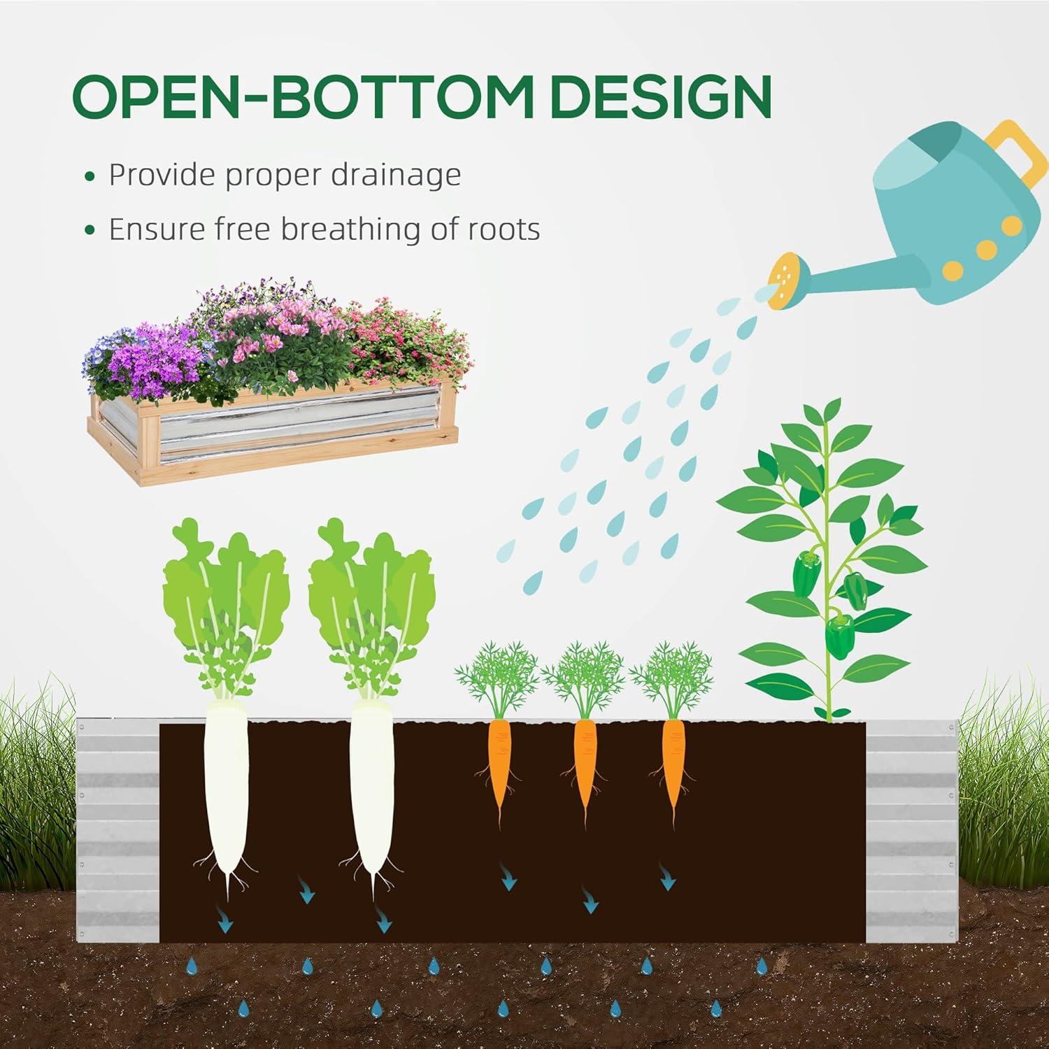 Natural Fir Wood and Polycarbonate Outdoor Raised Garden Bed with Sliding Door