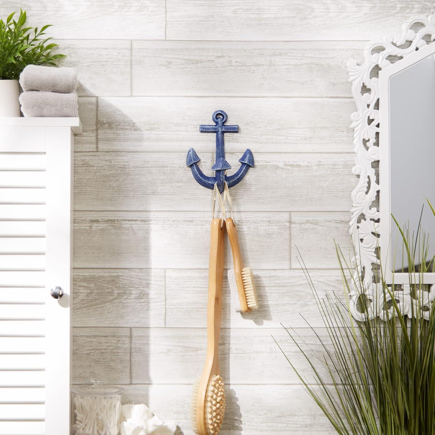 DII Decorative Cast Iron Wall Hook Collection, Blue Anchor