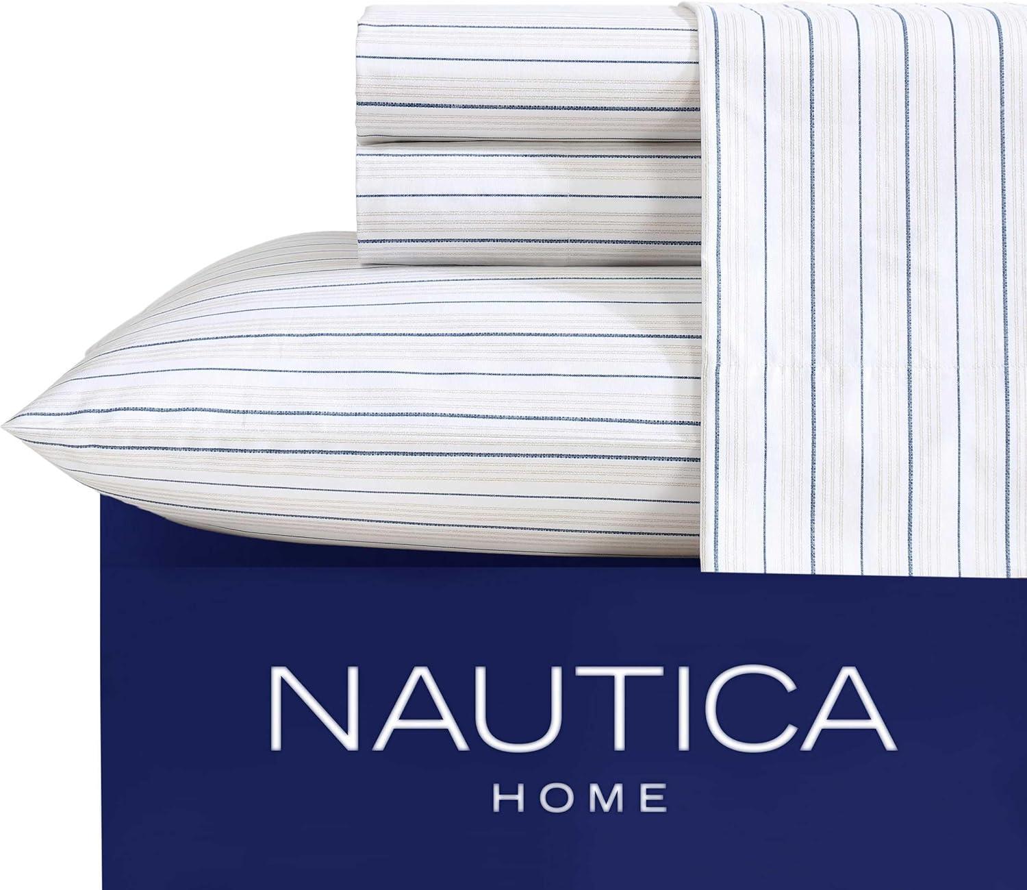 Full Size Sable Heather Cotton Percale Stripe Sheet Set
