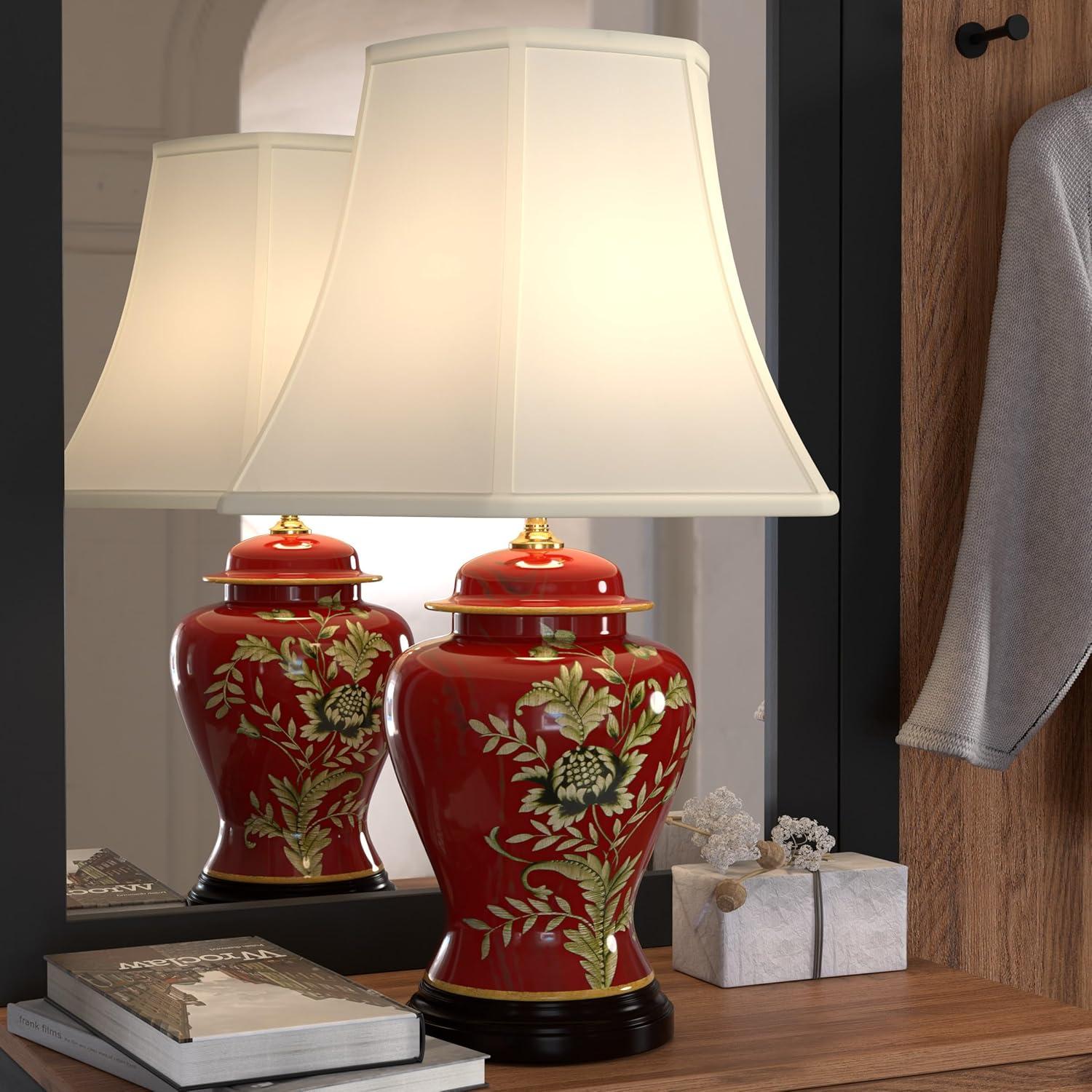 Oriental Furniture 22.5" Golden Foliage Porcelain Lamp, decorative lamp, table lamp, any occasion, any room item