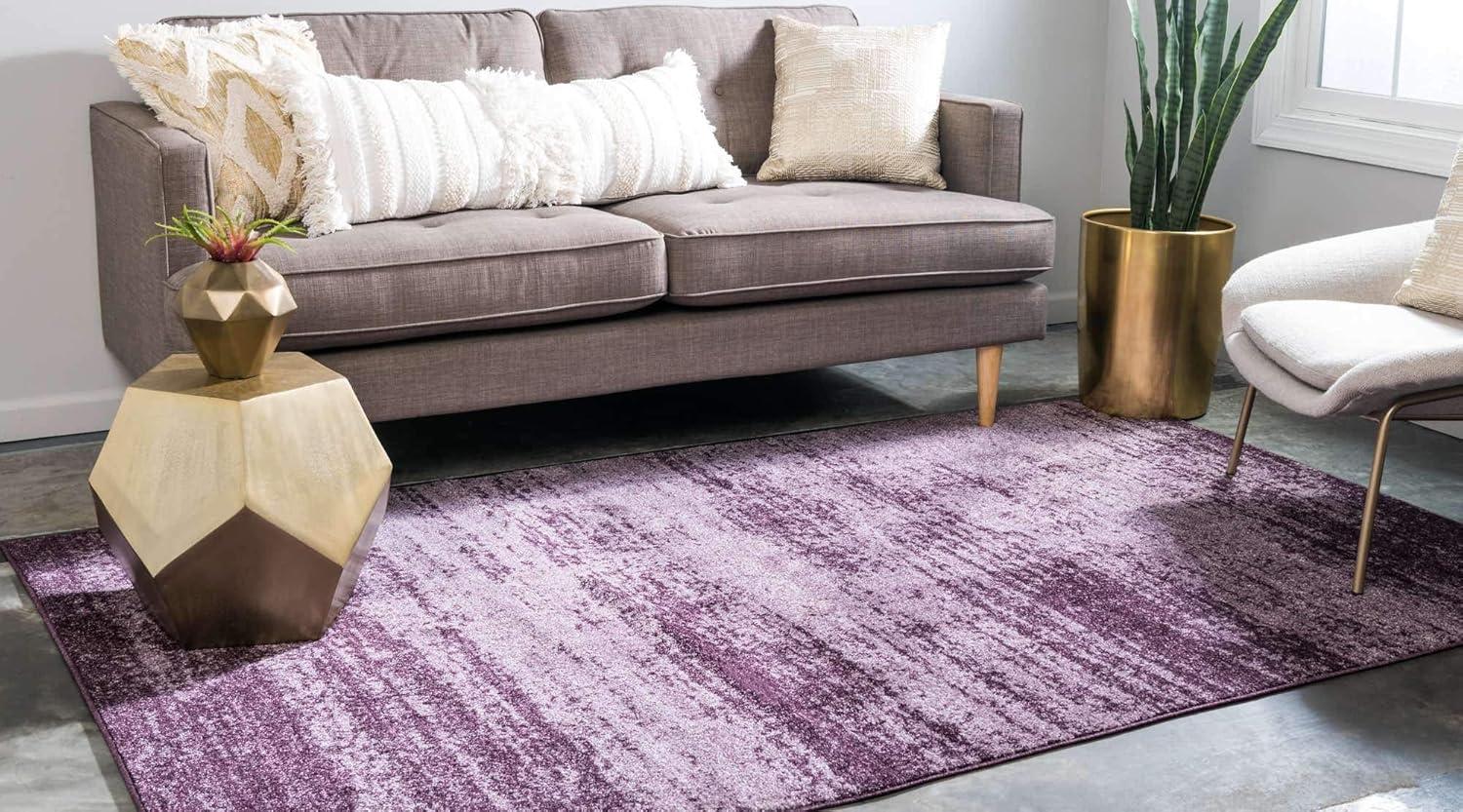 Violet Gradient Low Pile Rectangular Area Rug