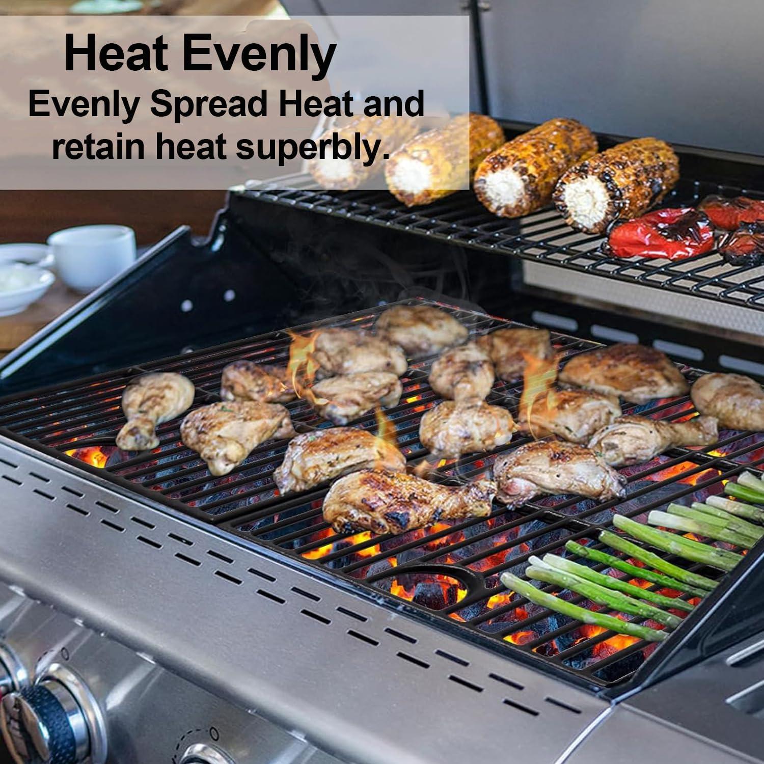 Grill Grates for Nexgrill Home Depot 720-0830H 720-0783E 720-0670C, 17 Inch Cast Iron Replacement Parts for Nexgrill 720-0888 720-0888N Charbroil 463241113 463446015 720-0670D, Master Forge 1010037