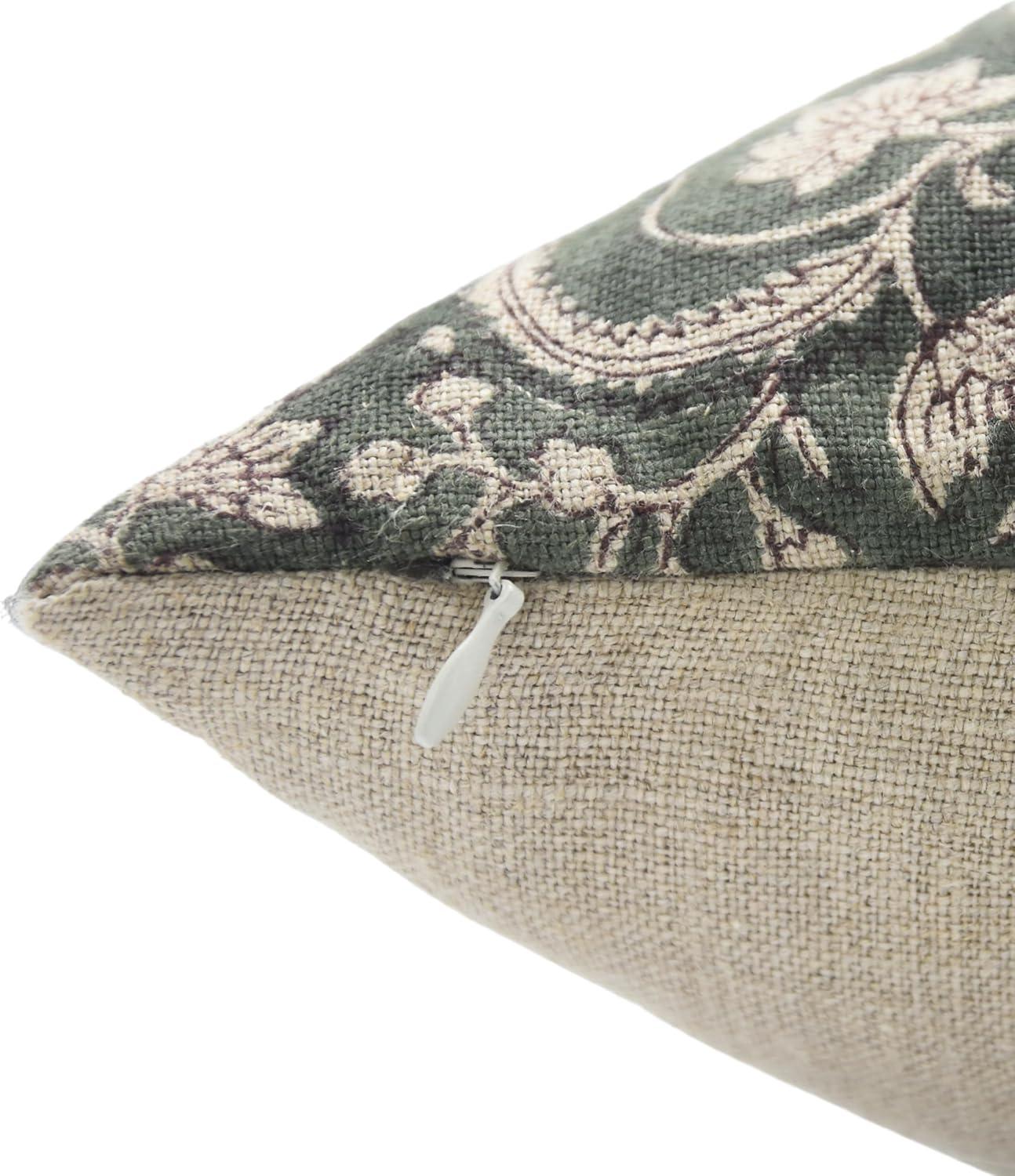 Fabdivine Floral Linen  Pillow Cover for Indoor/Outdoor