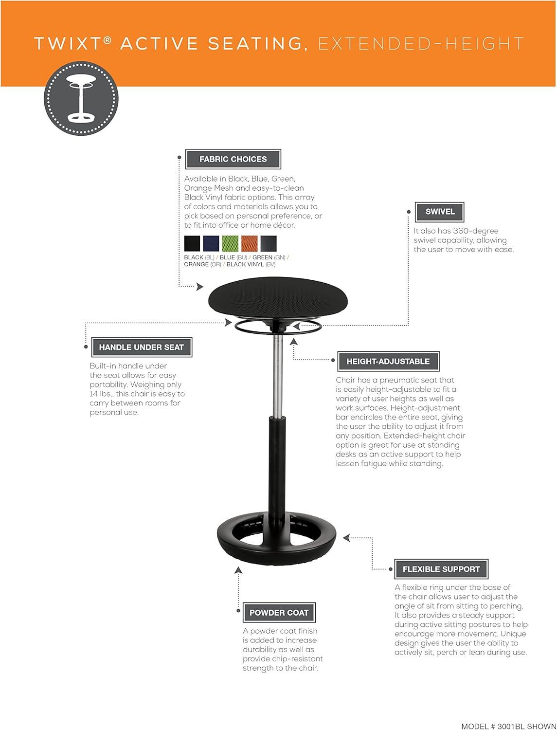 Safco Products Company Twixt Active Height Adjustable Industrial Stool