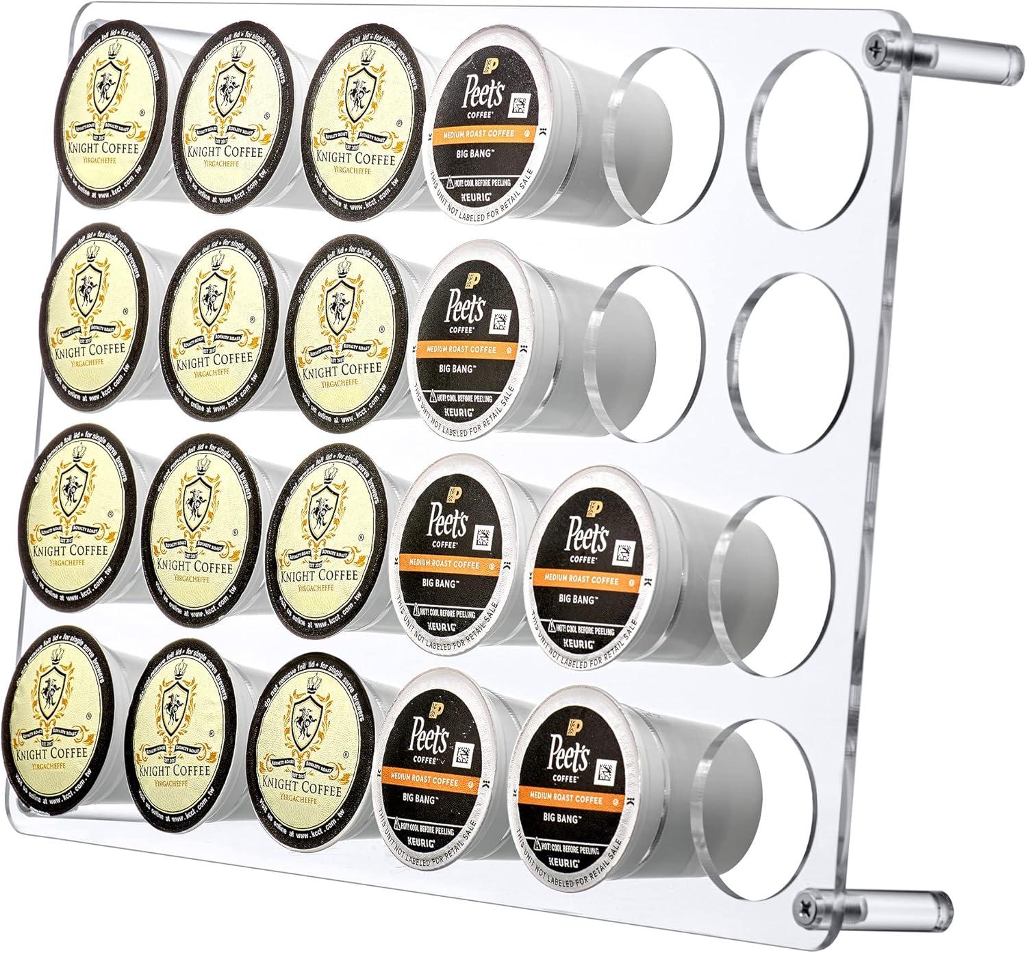 Amazing Abby 24-Slot Flat Acrylic Coffee Pod Holder, Large-Capacity Plastic Coffee Capsule Storage, BPA-Free and Shatter-Proof, Great for Use on Countertop or in Drawer, Up to 24 Keurig K-Cups