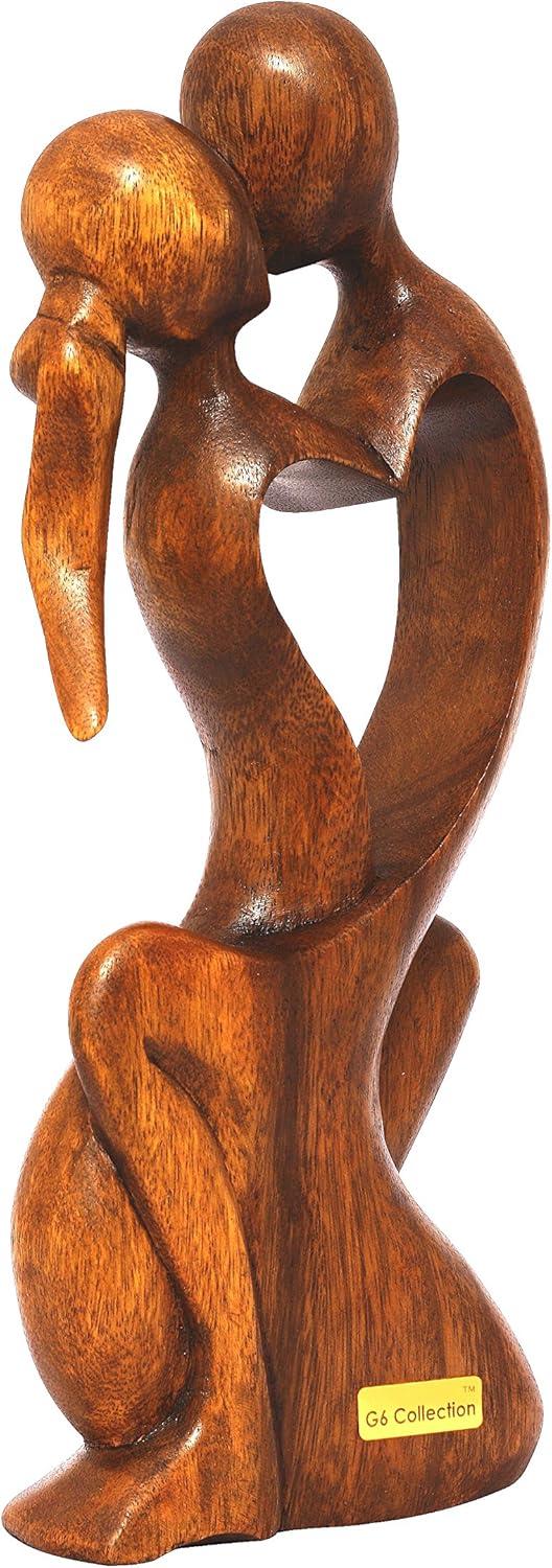 12" Wooden Handmade Abstract Sculpture Statue Handcrafted - Endless Love - Gift Art Decorative Home Decor Figurine Accent Decoration Artwork Handcarved Endless Love