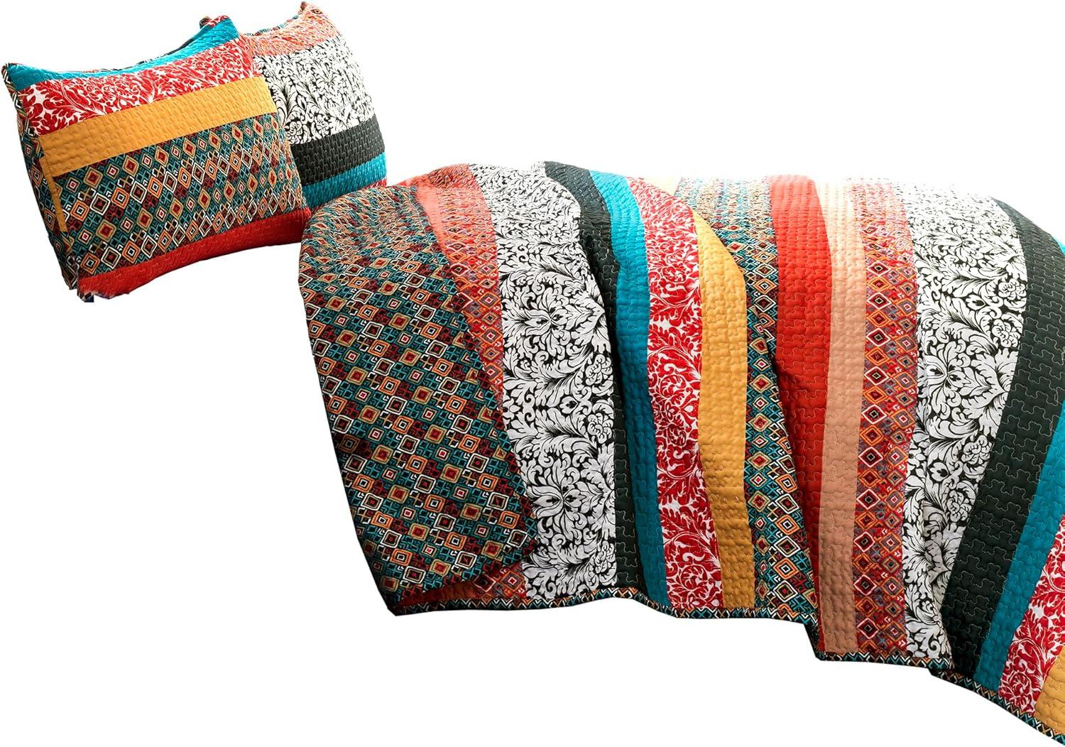 Lush Decor Boho Stripe Reversible Coverlet Set