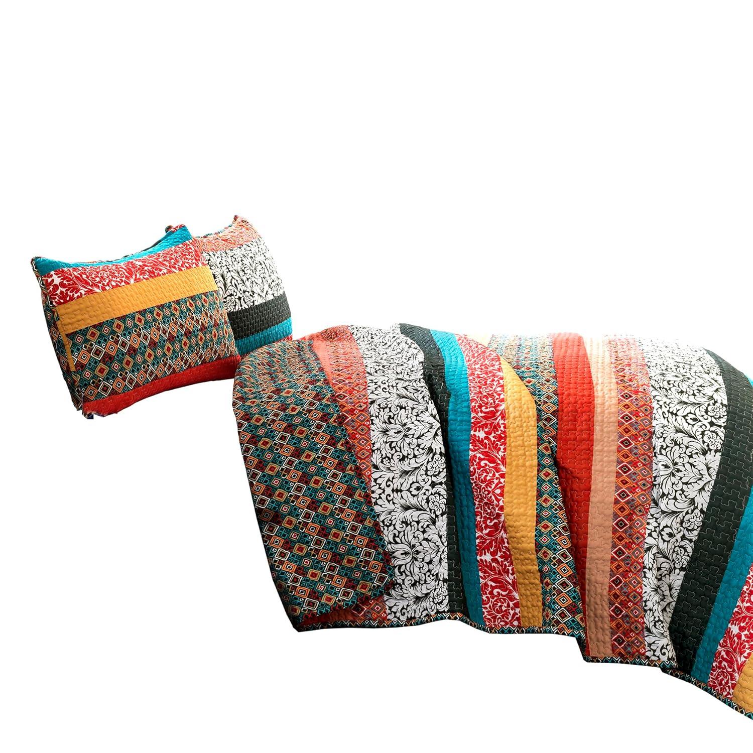 Lush Decor Boho Stripe Reversible Coverlet Set