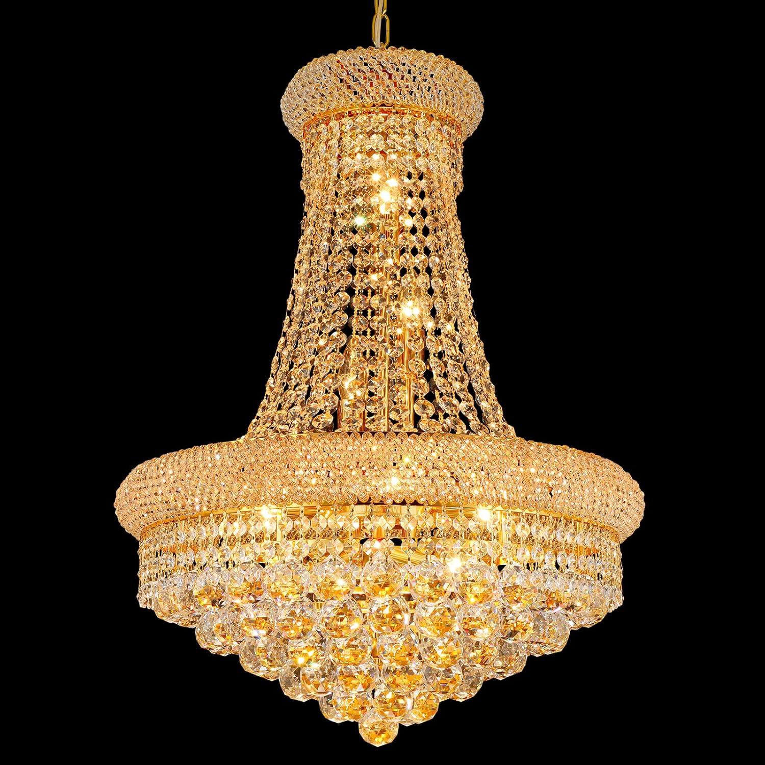 Gold Empire Crystal Chandelier with 12 Lights