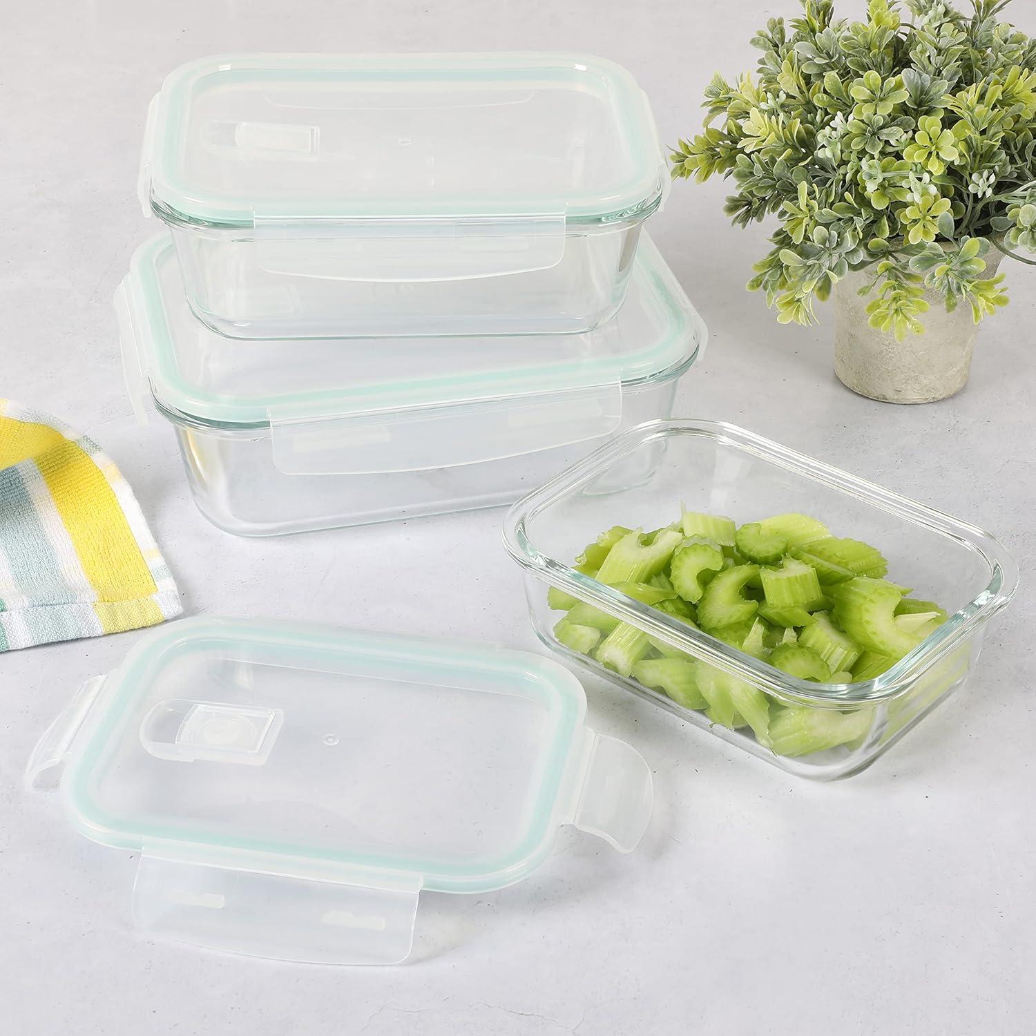 Clear Borosilicate Glass Storage Container Set with Snap Lids