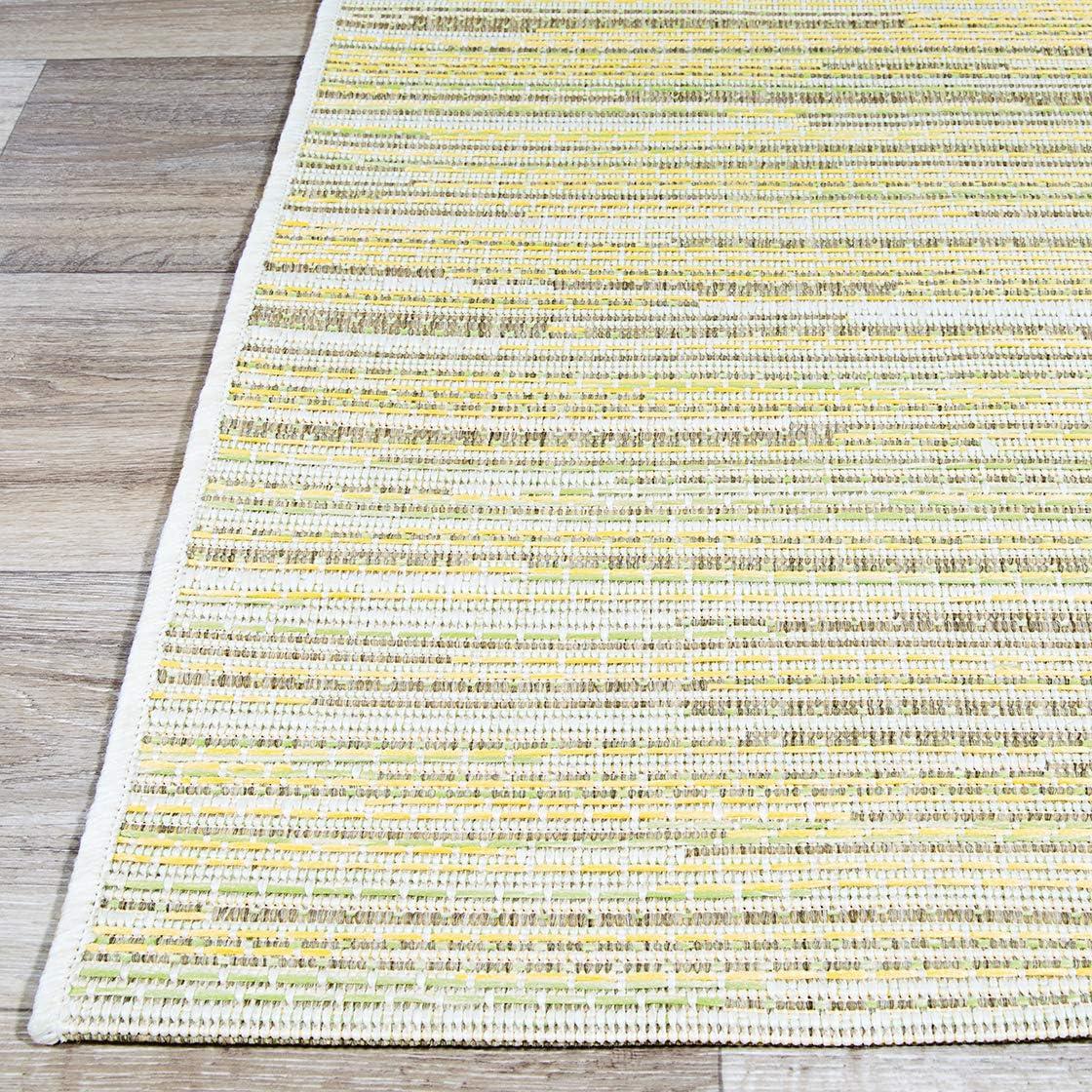 Couristan Monaco Alassio Indoor/Outdoor Area Rug, 5'10" x 9'2", Sand-Sea Mist Green-Lemon Yellow