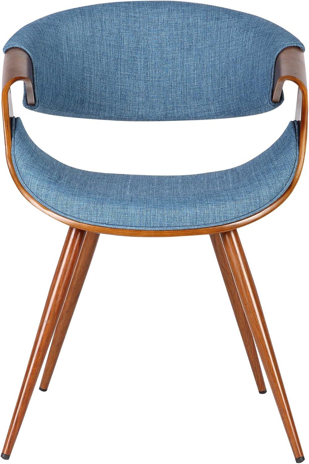 Mid-Century Modern Upholstered Blue Wood Side Chair