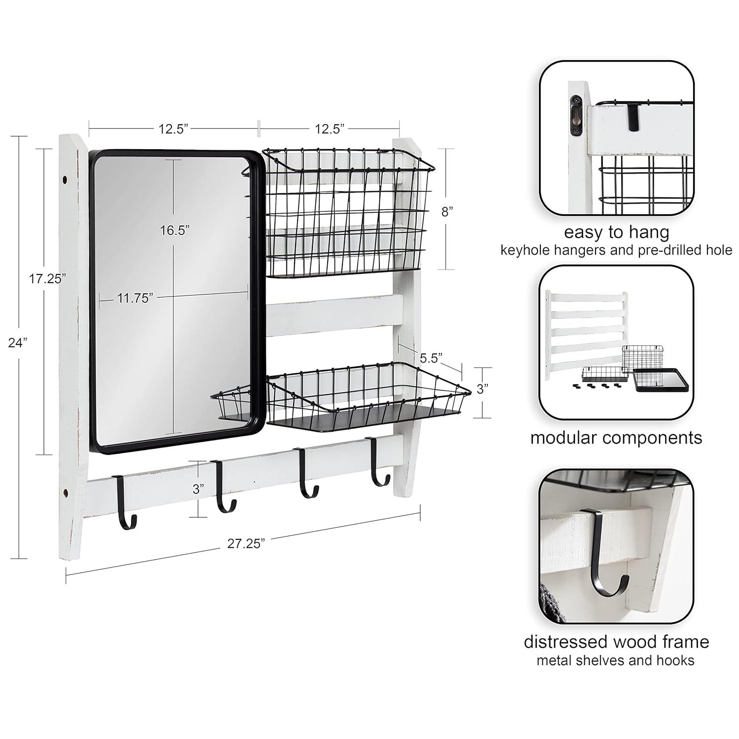 Kate and Laurel Tanner Metal Wall Organizer with Key Hooks