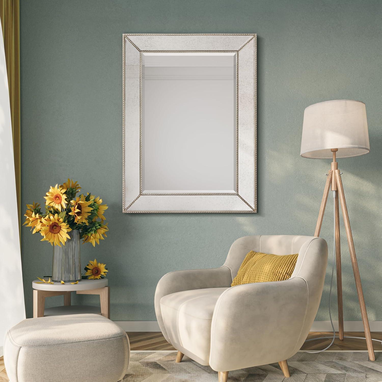 Empire Art Direct  Champagne Beed Beveled Rectangle Wall Mirror