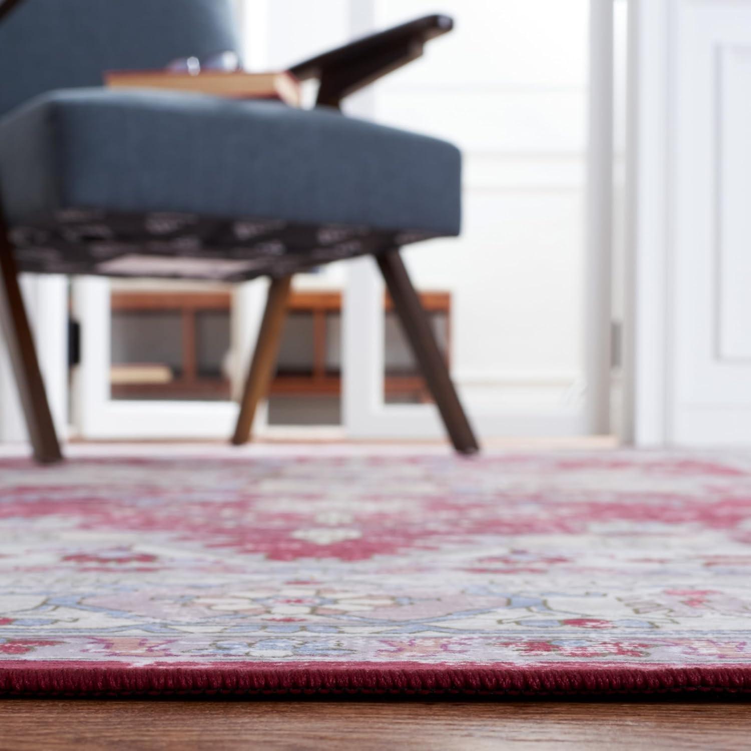 Tucson Vintage Persian TSN106 Power Loomed Machine Washable Skid-Resistant Indoor Area Rug - Burgundy/Beige - 5'x8' - Safavieh