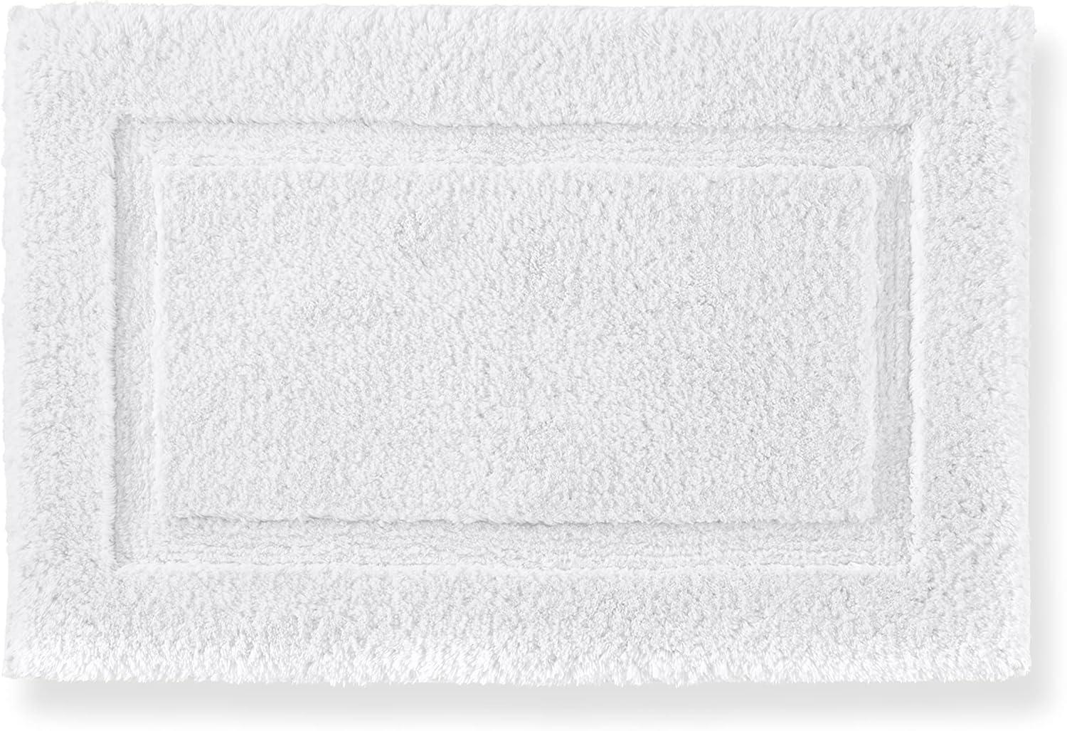 Small White Cotton Bath Rug with Memory Foam Insert