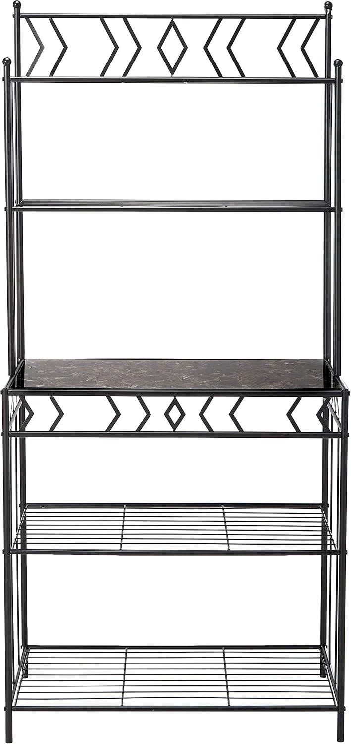 k&b furniture black metal storage bakers rack