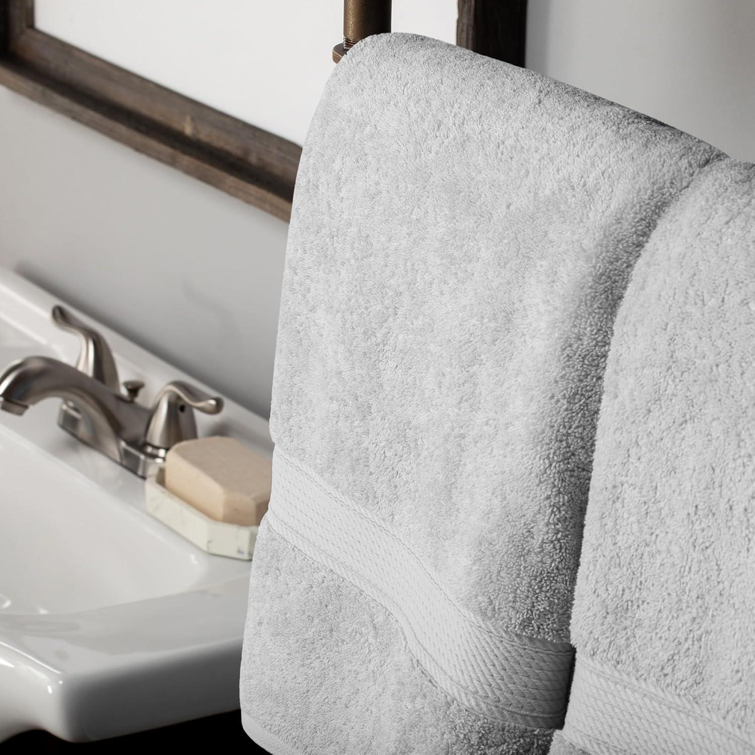 Luxury Egyptian Cotton Heavyweight Ultra-Plush Bath Towel Set of 2, Silver - Blue Nile Mills