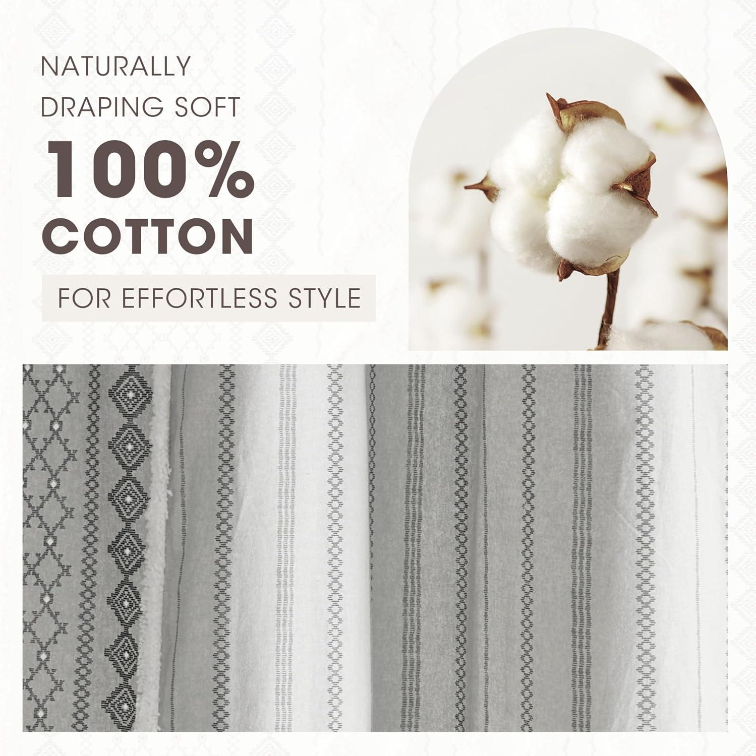 INK+IVY Imani 100% Cotton Printed Shower Curtain with Chenille