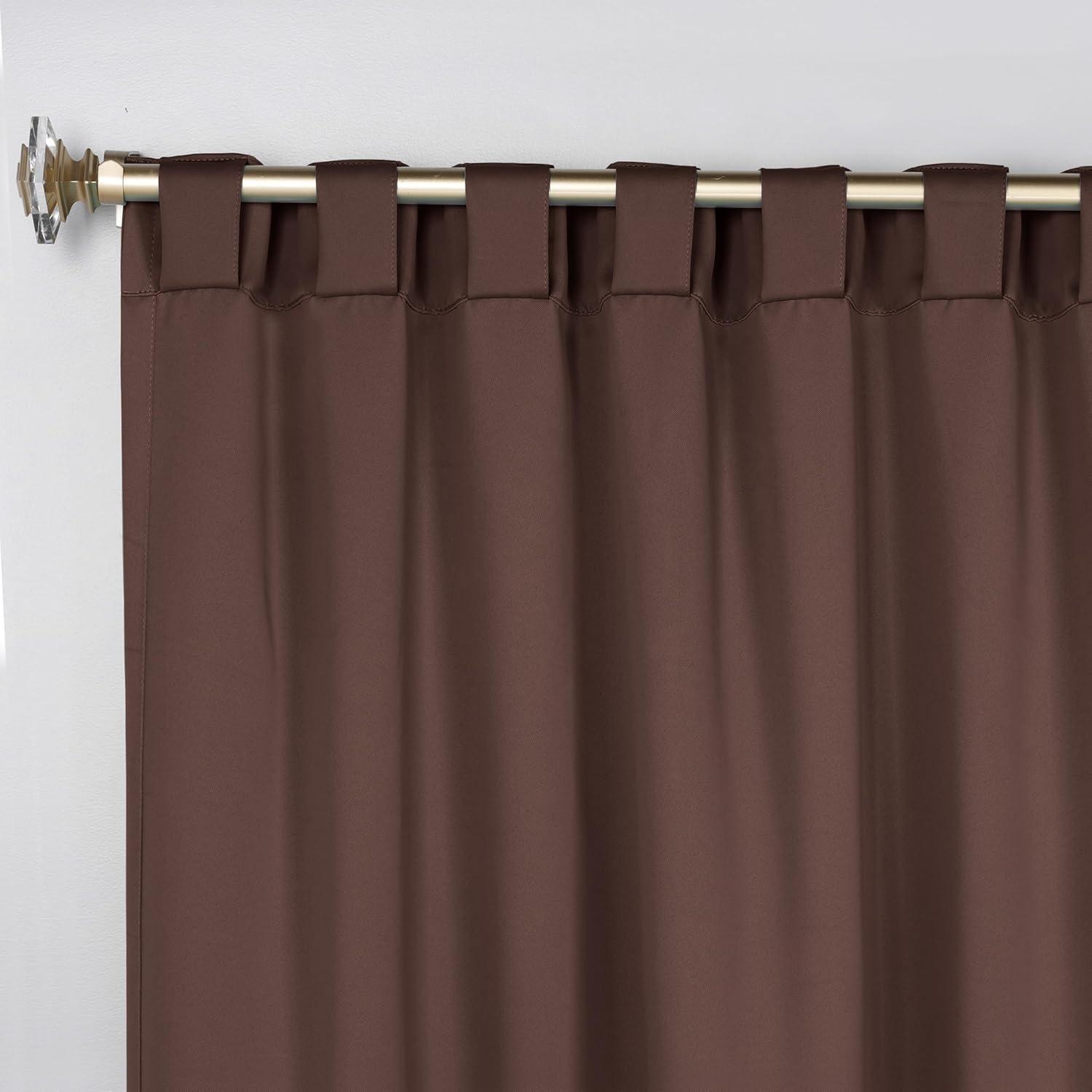 Superior Solid Blackout Back Tab Curtains, Set of 2, 52" x 72", Cappuccino