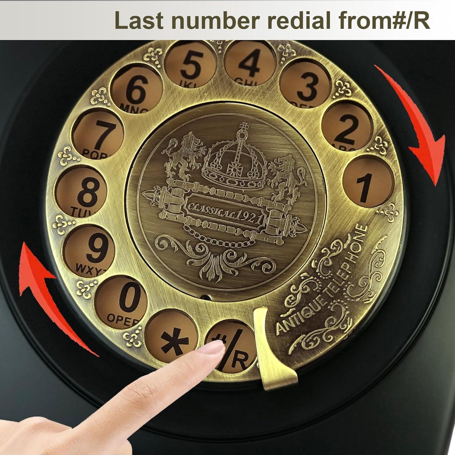 Black and Gold Vintage Rotary Dial Corded Telephone