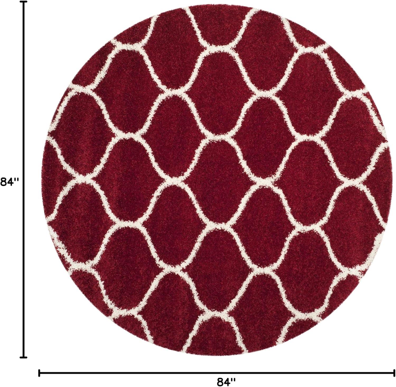 Hudson Shag SGH280 Power Loomed Indoor Area Rug - Red/Ivory - 7' Round - Safavieh
