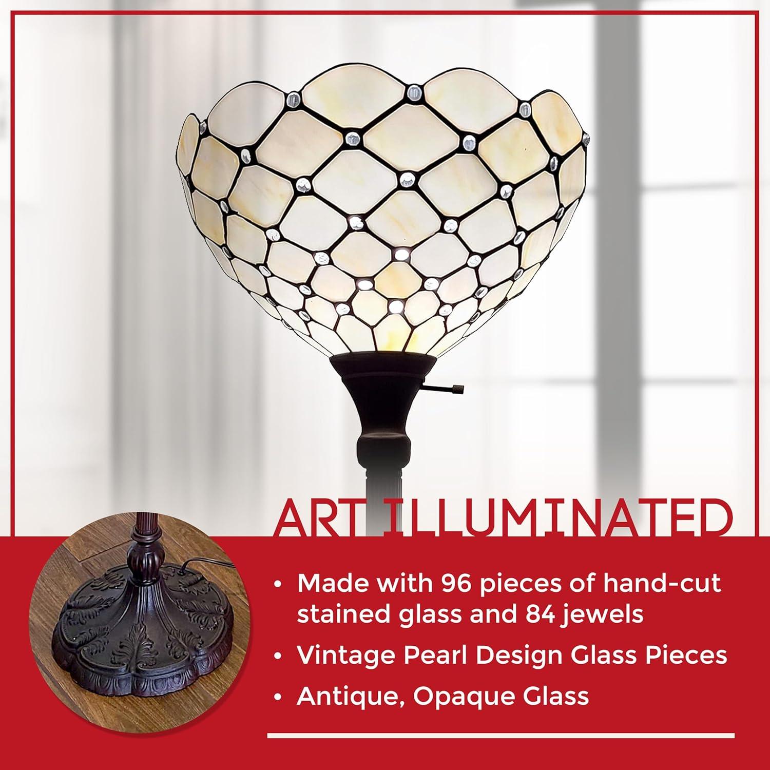 Tiffany Style Jeweled Torchiere Floor Lamp - 72" Tall