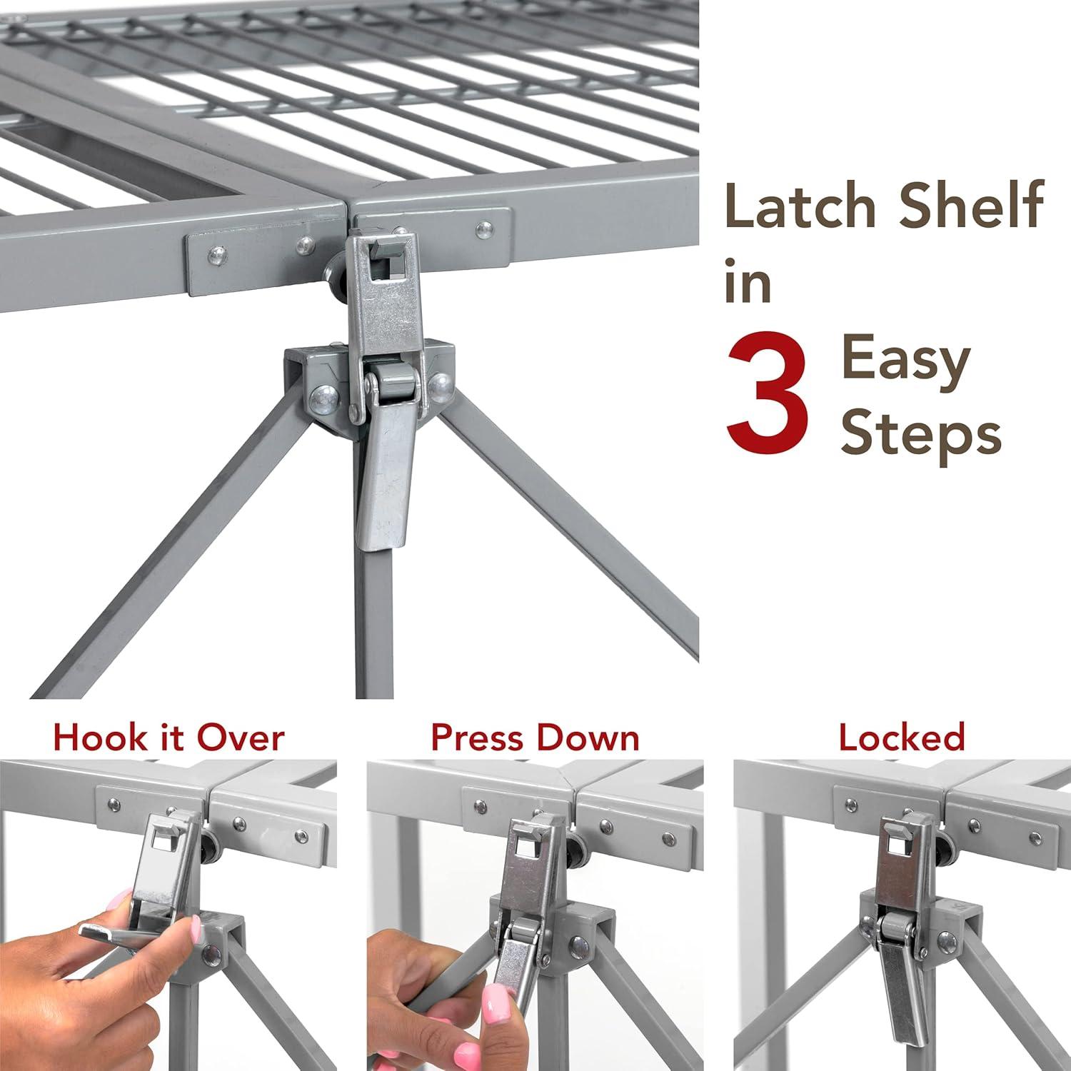 Origami Wheeled 4-Shelf Folding Steel Wire Shelving, White (21" x 36" x 60")