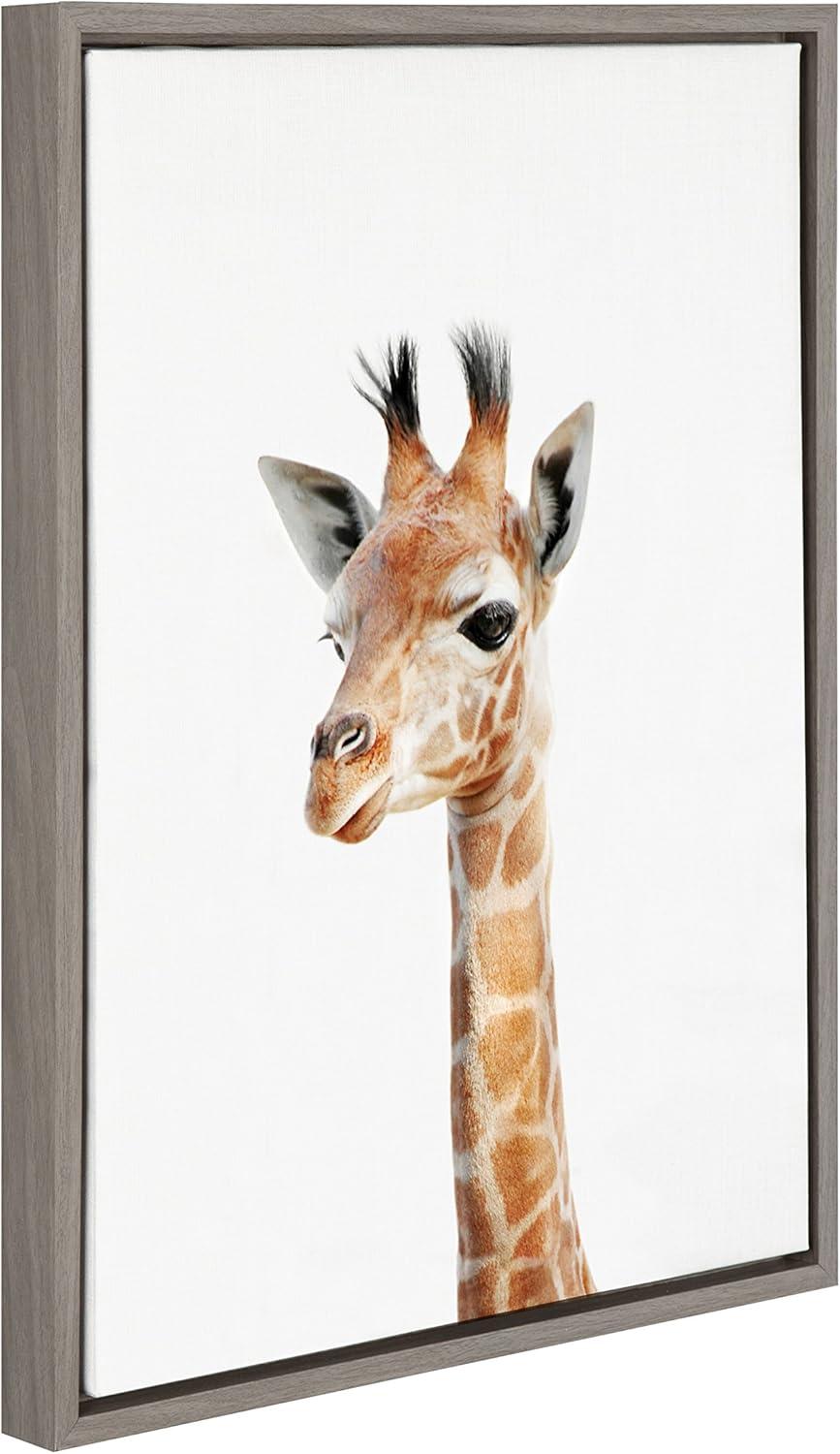 18" x 24" Sylvie Baby Giraffe Framed Canvas by Amy Peterson - Kate and Laurel