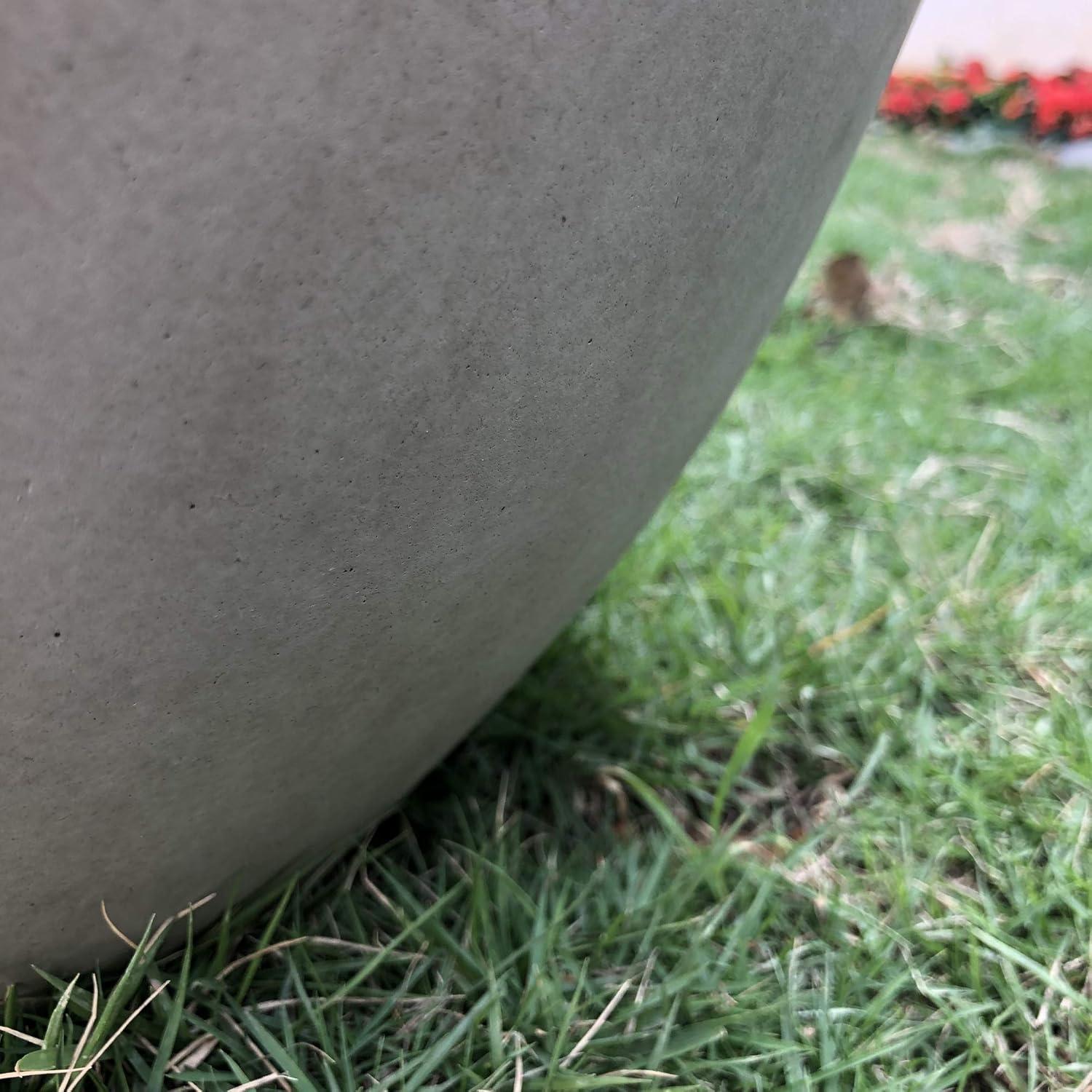 Modern Weathered Concrete Round Planter, 18"x18"x17"