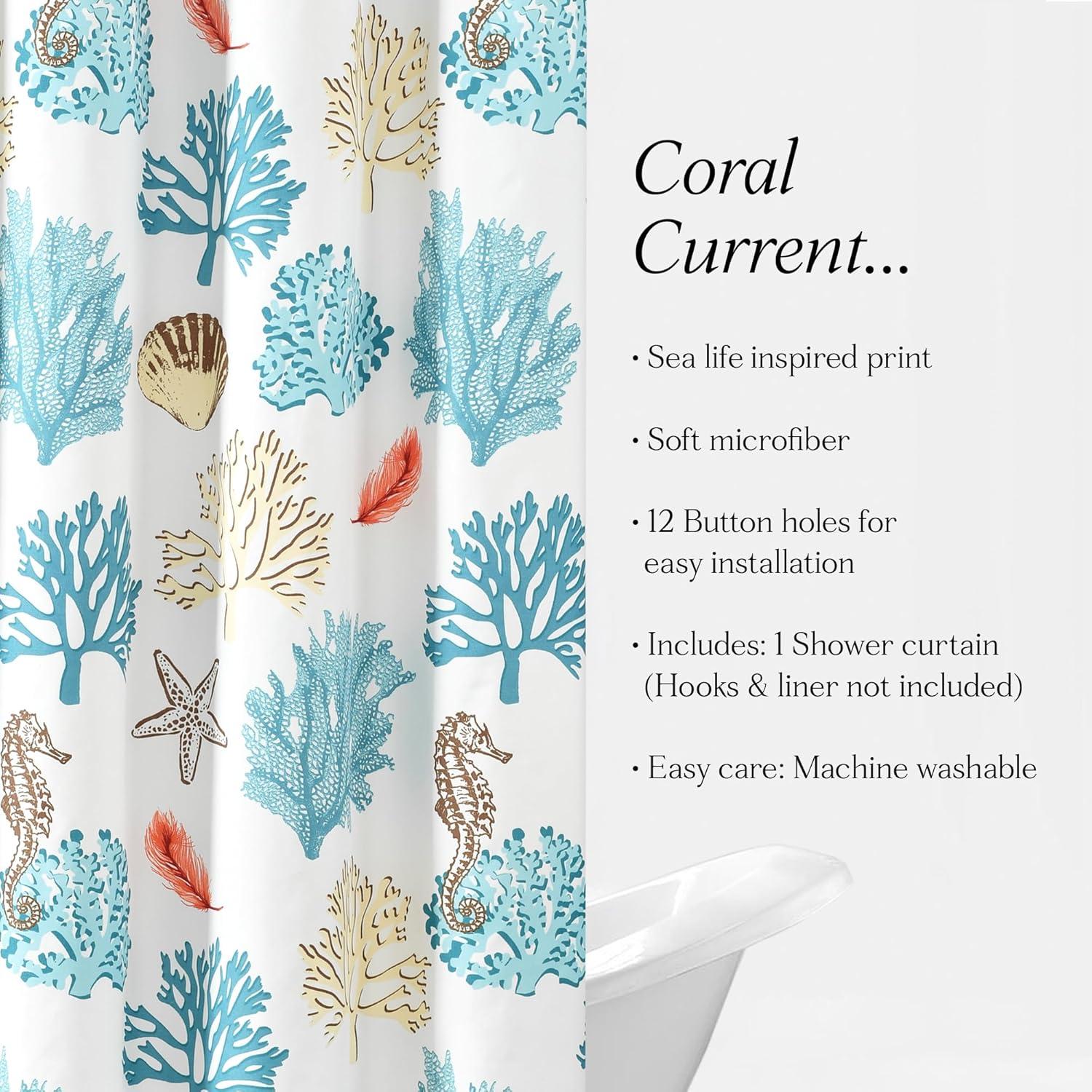 Lush Decor Coastal Reef Feather Shower Curtain