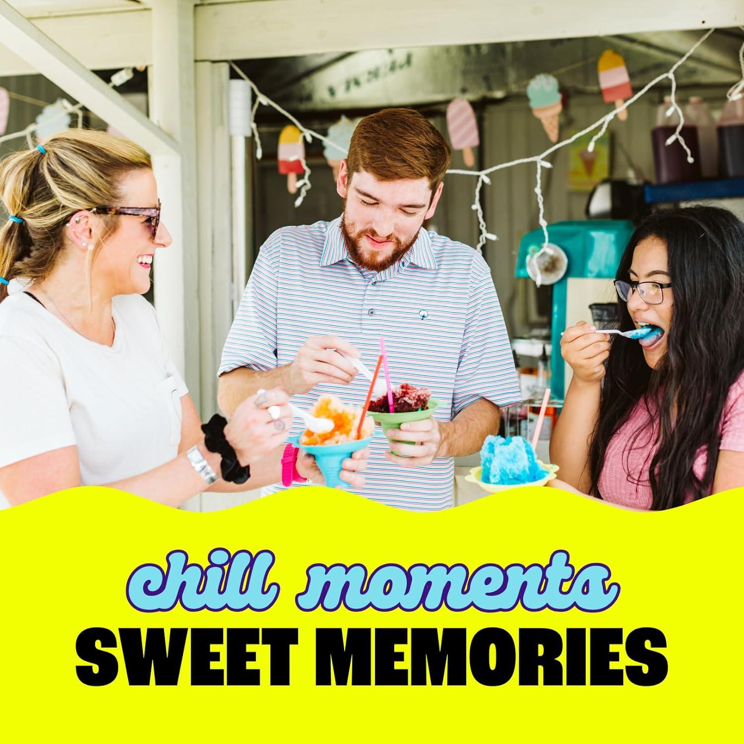 Hawaiian Shaved Ice Electric Home Snow Cone Maker Kit with 6 Flavors and Supplies