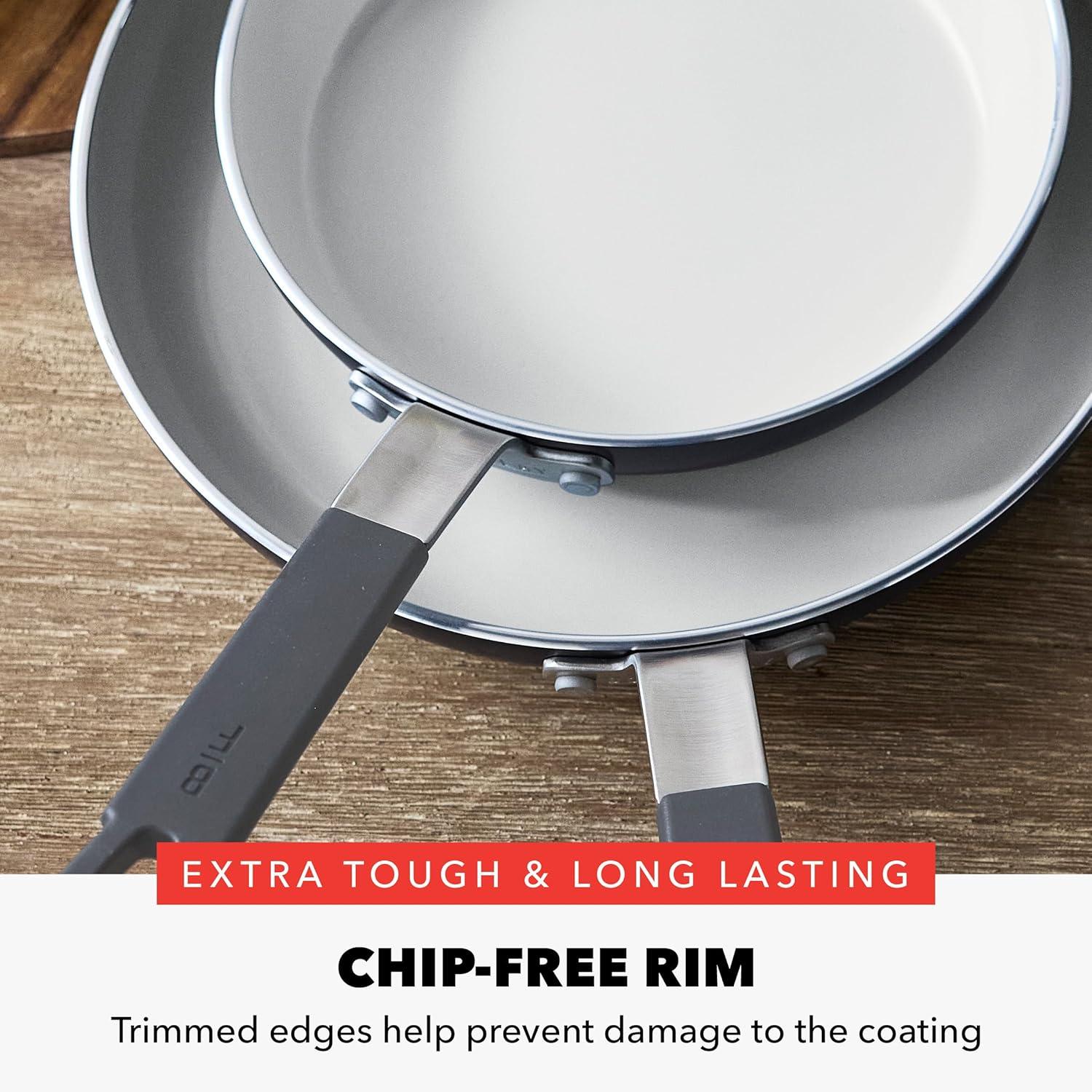 Bobby Flay 2pk (8" & 10") Ceramic Nonstick Aluminum Fry Pan Set Graphite Gray: Dishwasher-Safe, Lifetime Warranty