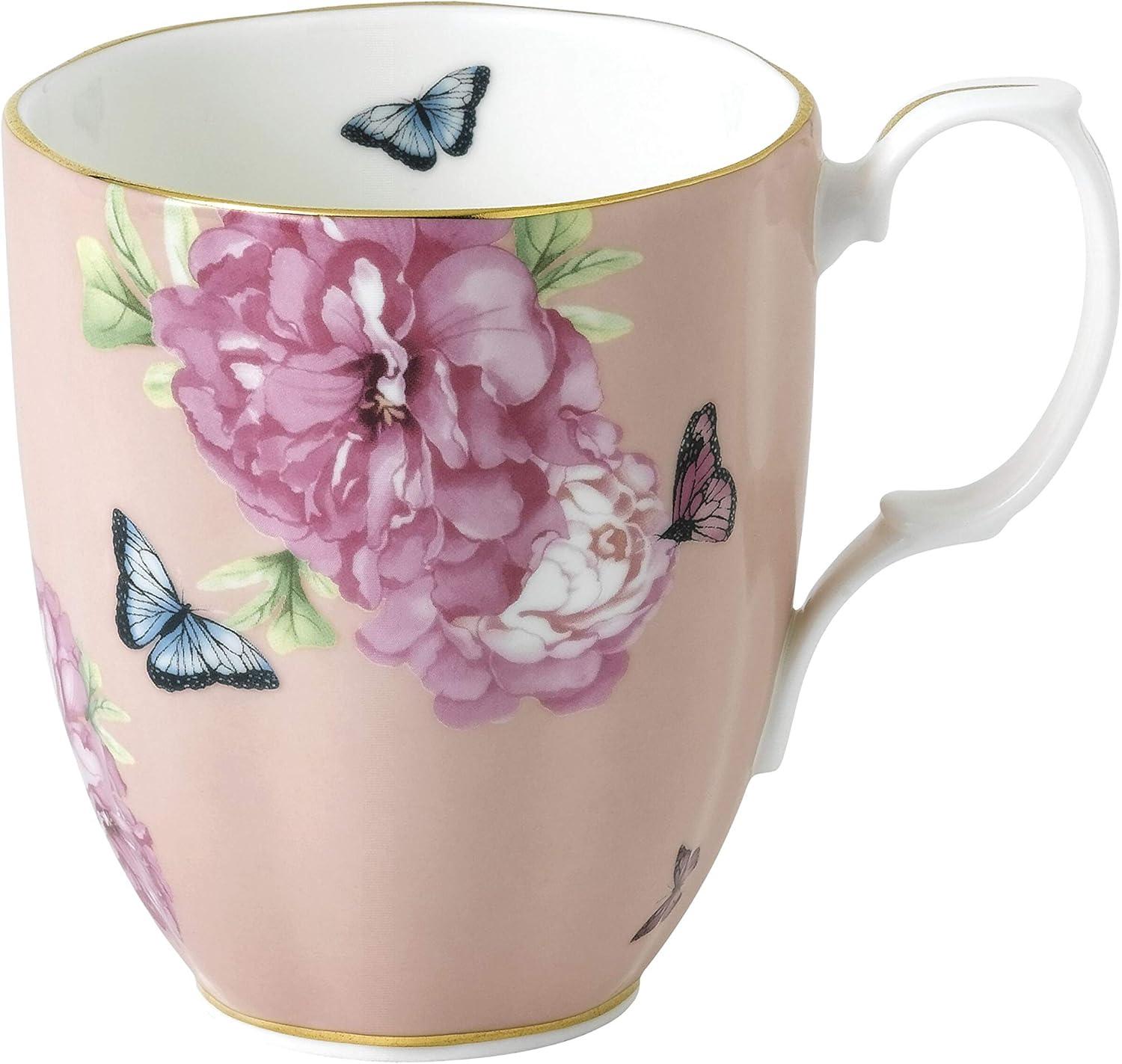Royal Albert Miranda Kerr Friendship Mug, 13.5 Oz Hope Coral - Elegant Fine Bone China Cup, Floral Design, Handwash Only, Gift Boxed, Finest Quality Mug for Tea or Coffee
