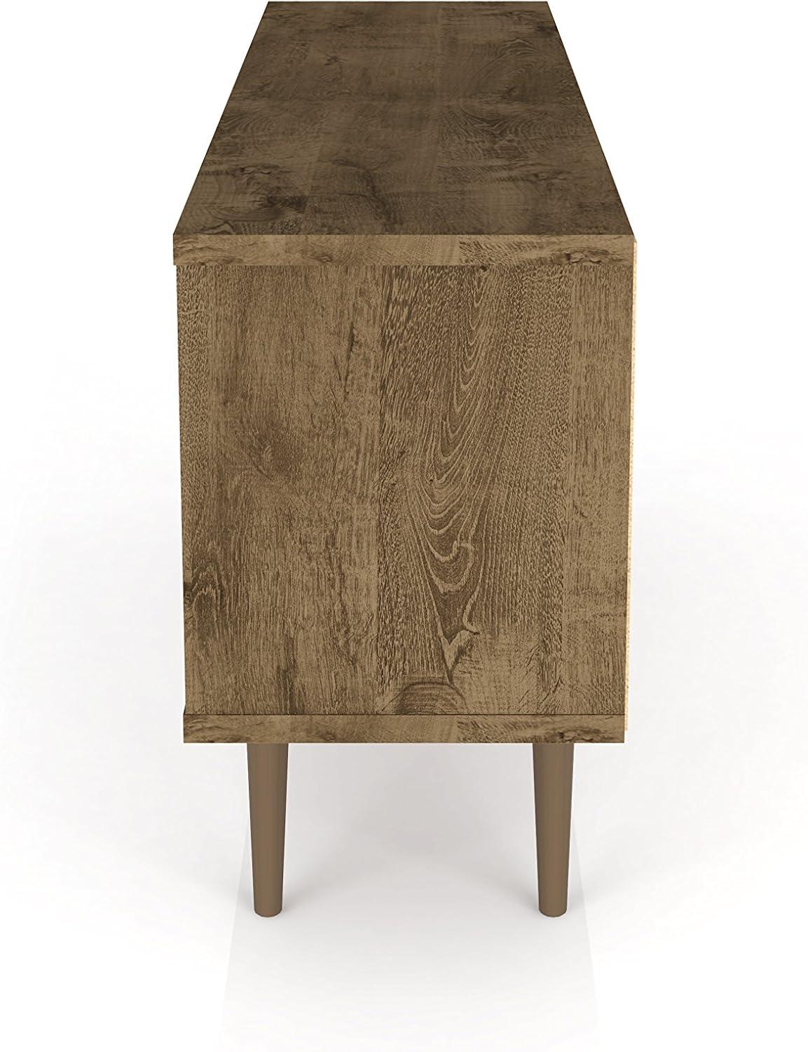 Liberty 53.14" Mid-Century Modern TV Stand with 5 Shelves and 1 Door  with Solid Wood Legs