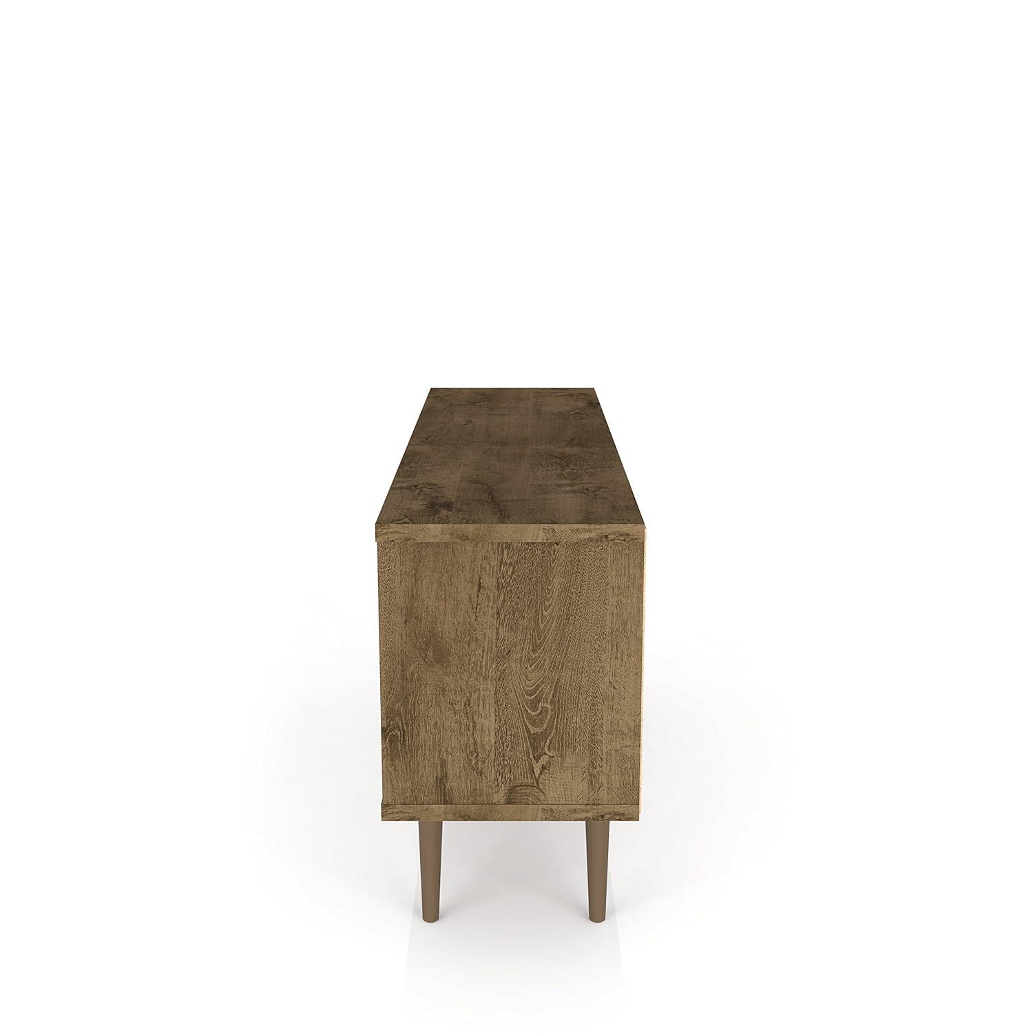 Liberty 53.14" Mid-Century Modern TV Stand with 5 Shelves and 1 Door  with Solid Wood Legs
