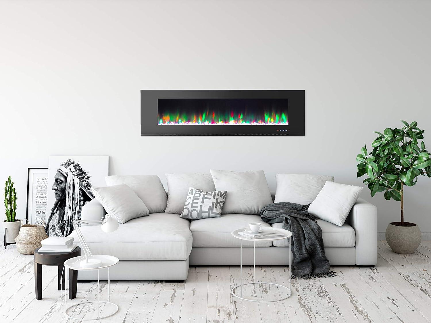 Cambridge Cambridge Wall Mount Electric Fireplace Heater with Remote Control for Indoor Use in Living Room, Bedroom, Home Office