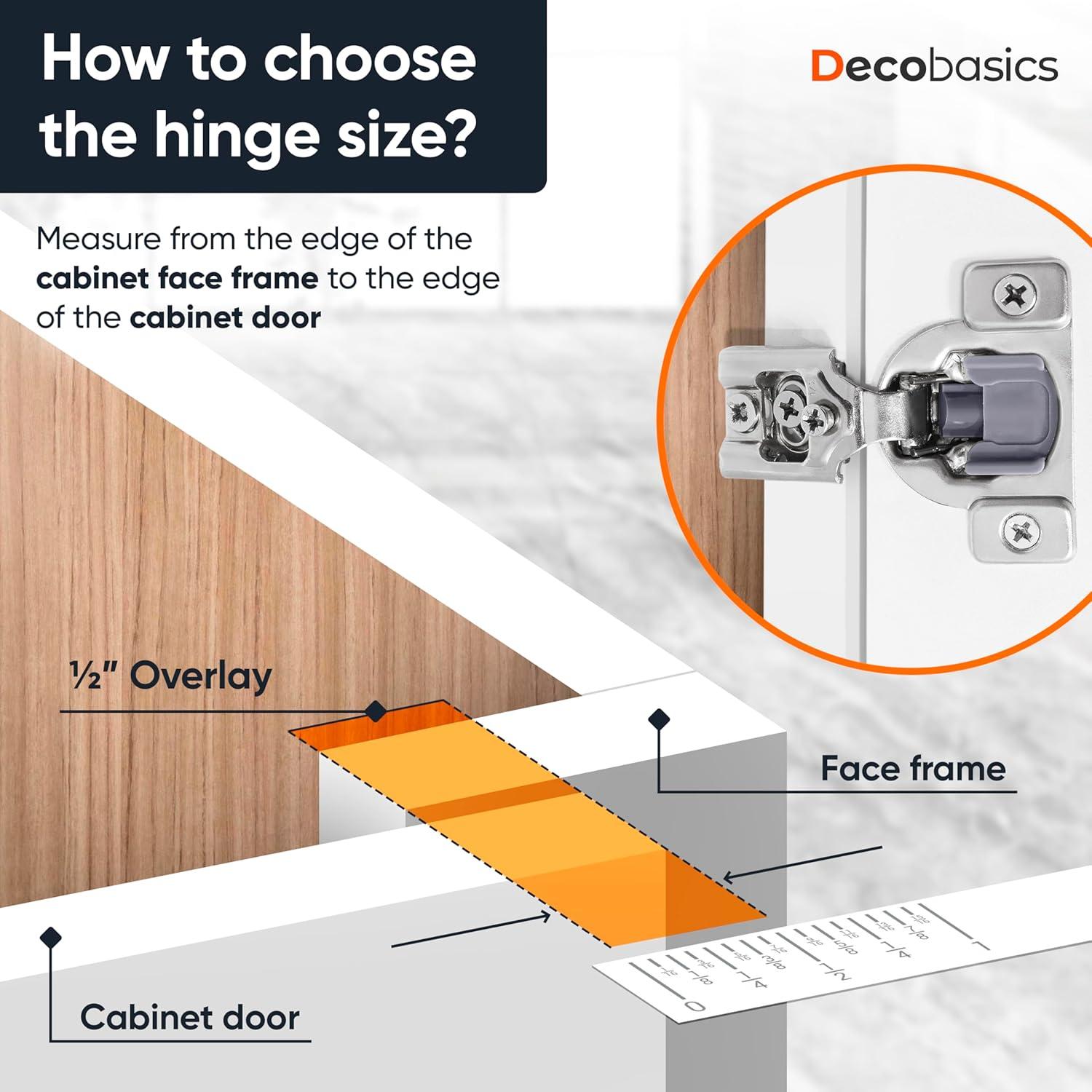 Decobasics 105 Degree 3 Way Adjustability 1/2" Overlay Hinge