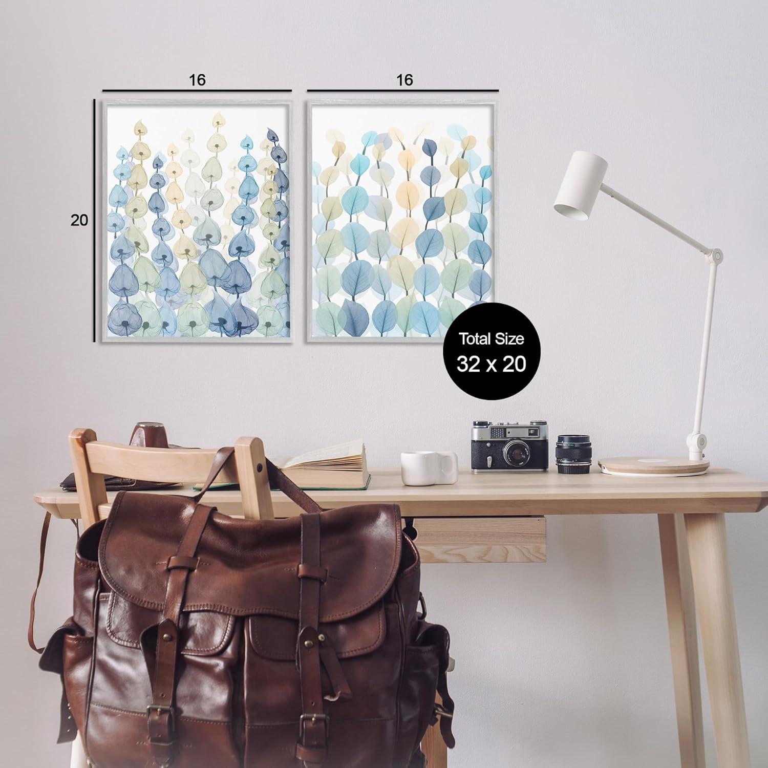 16 in. x 20 in. "Seaweeds And Ocean Plants Blue Green Pattern Designs" by Albert Koetsier Framed Wall Art