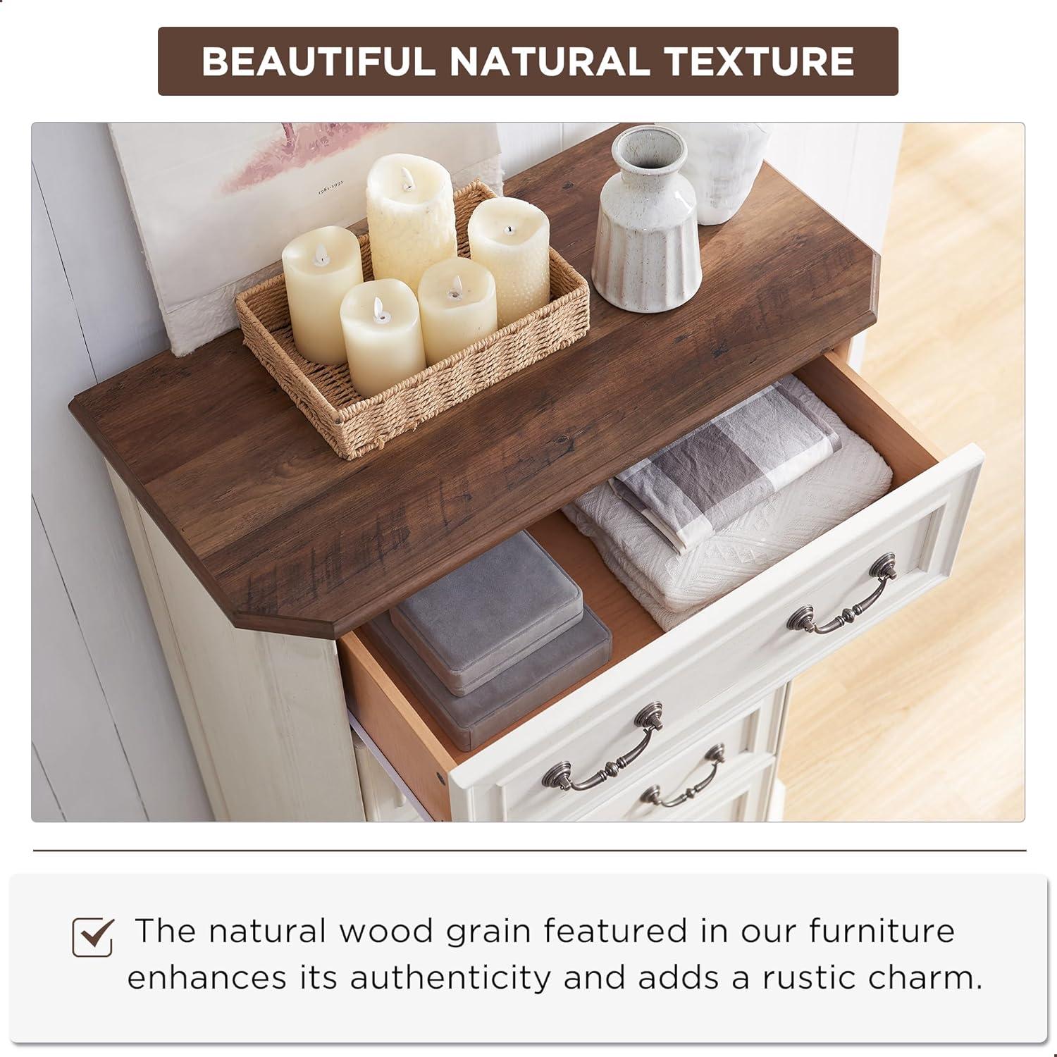 Laurel Foundry Modern Farmhouse® Theron Farmhouse 5 Drawer Bedroom Dresser, Wood Tall Chest of Drawers, Closet Storage for Bedroom