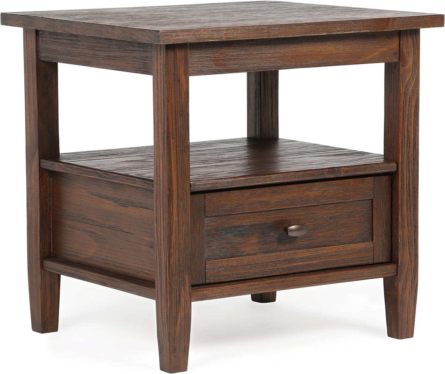 Warm Shaker Solid Wood End Table with Storage