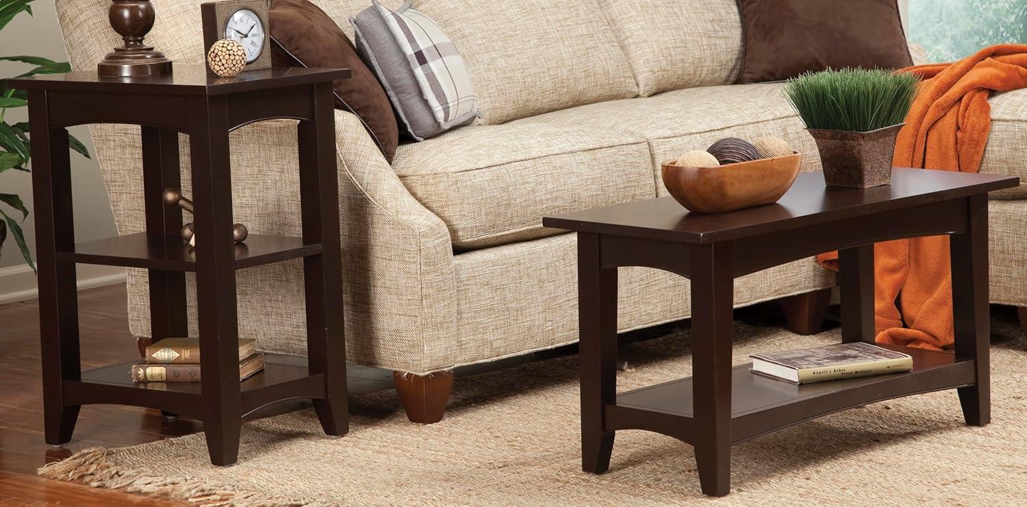 Alaterre Furniture Shaker Cottage 2-Shelf End Table, Chocolate Finish