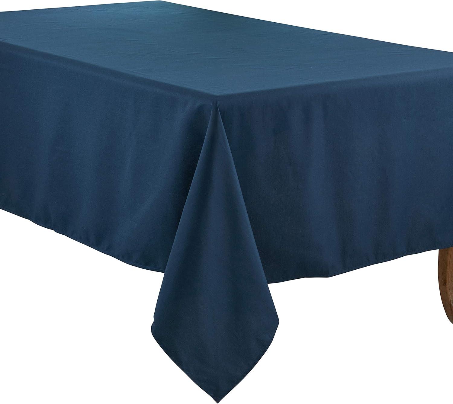 Saro Lifestyle Solid Color Everyday Tablecloth, Navy Blue, 65" x 120"