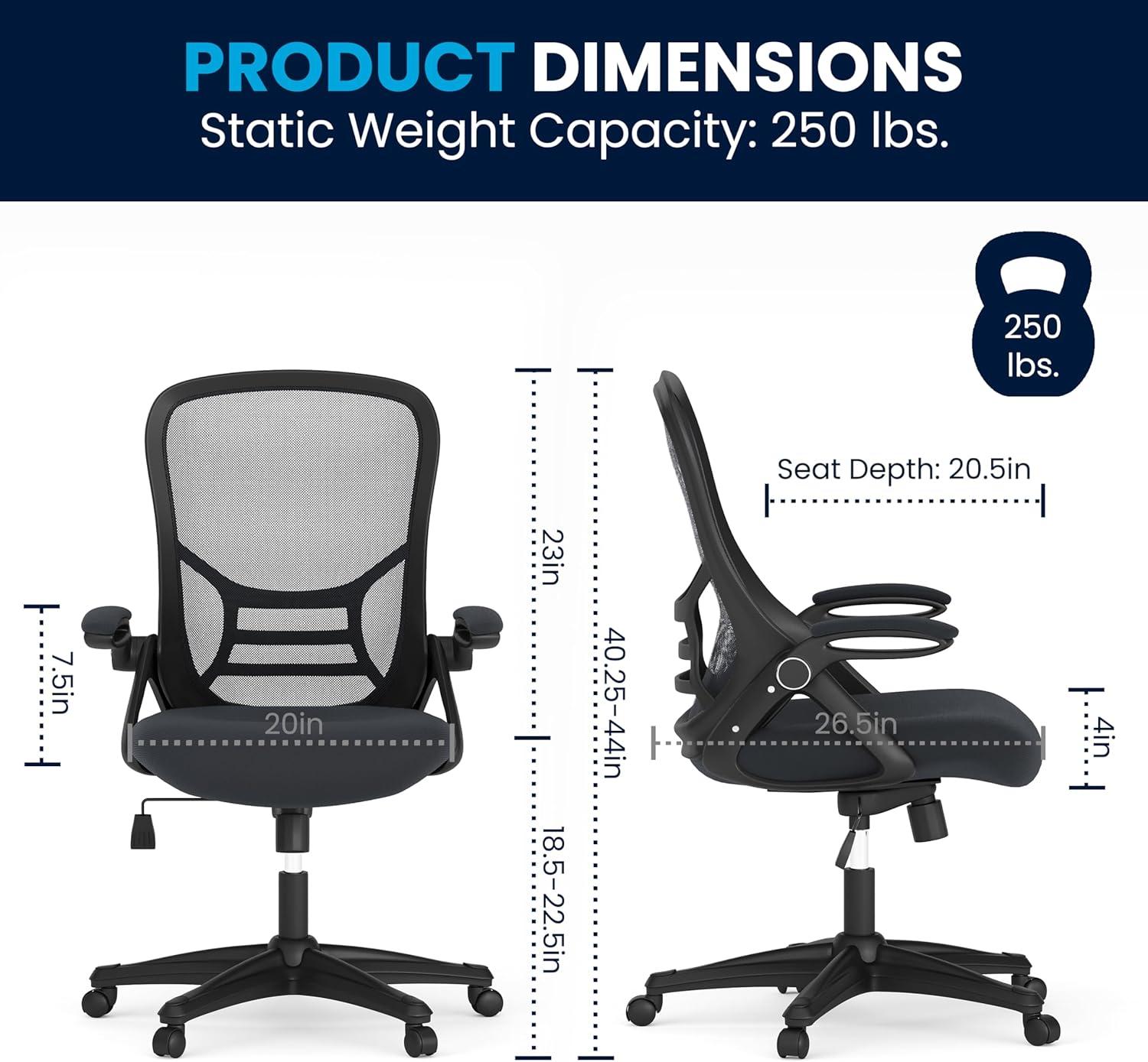 Flash Furniture High Back Mesh Ergonomic Swivel Office Chair with Flip-up Arms