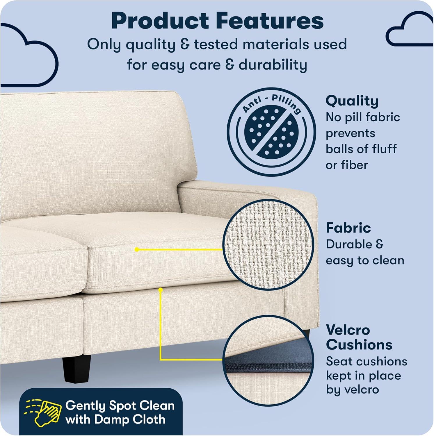 Serta Palisades 78" Track Arm Sofa, Easy Care Fabric, Soft Pillow Back, Pocket Coil Seat Cushions