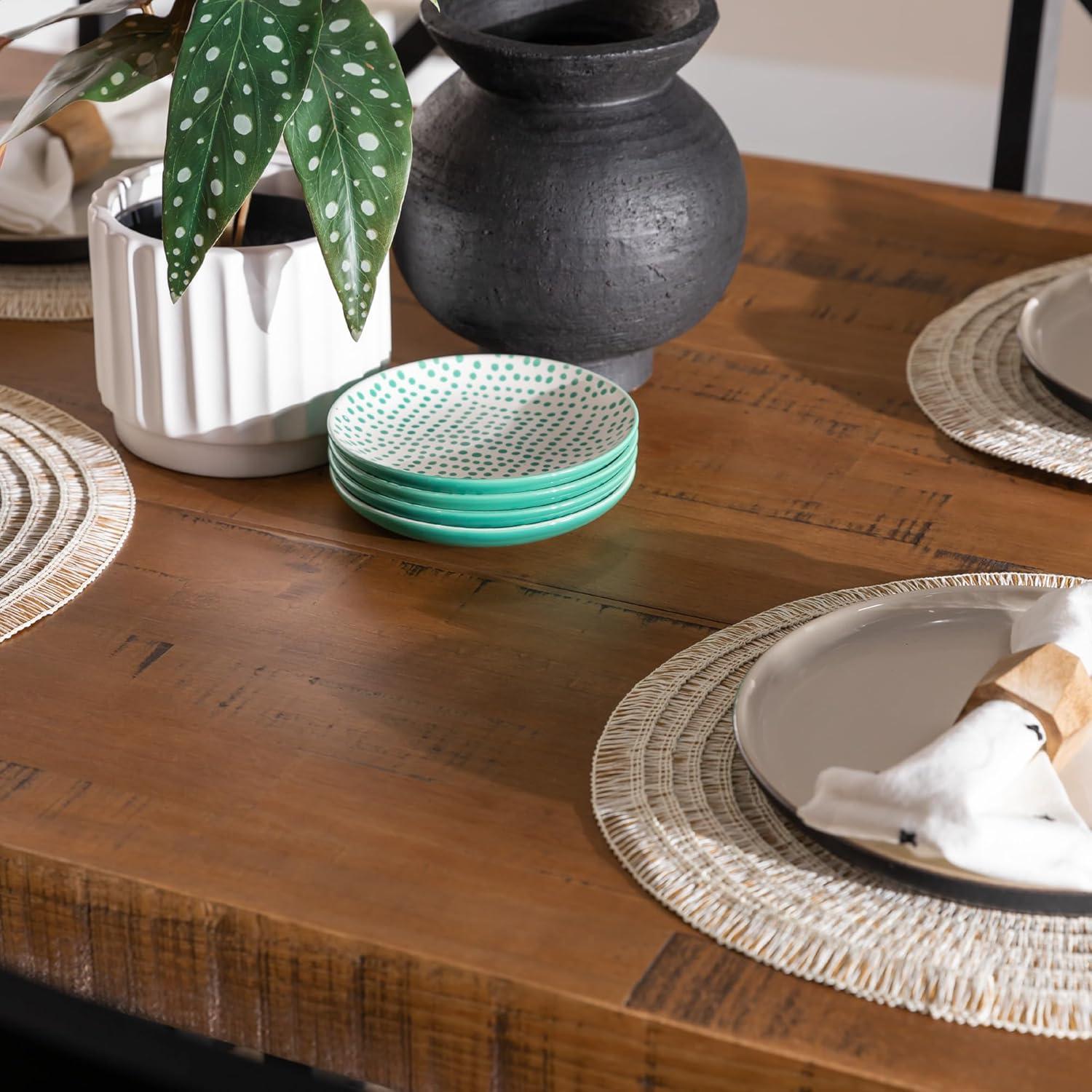 Rustic Oak 72" Solid Wood Dining Table with Black Base