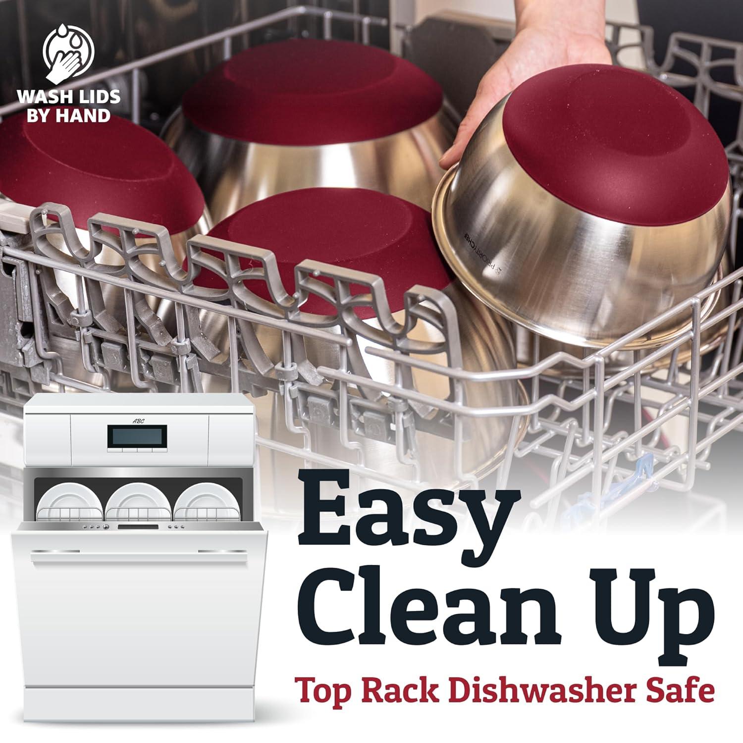 Mixing Bowls with Lids Set - Nesting Bowls with Airtight Lids + Graters - Stainless Steel Non-Slip Mixing Bowl for Baking, (Red, 5-Piece Set)